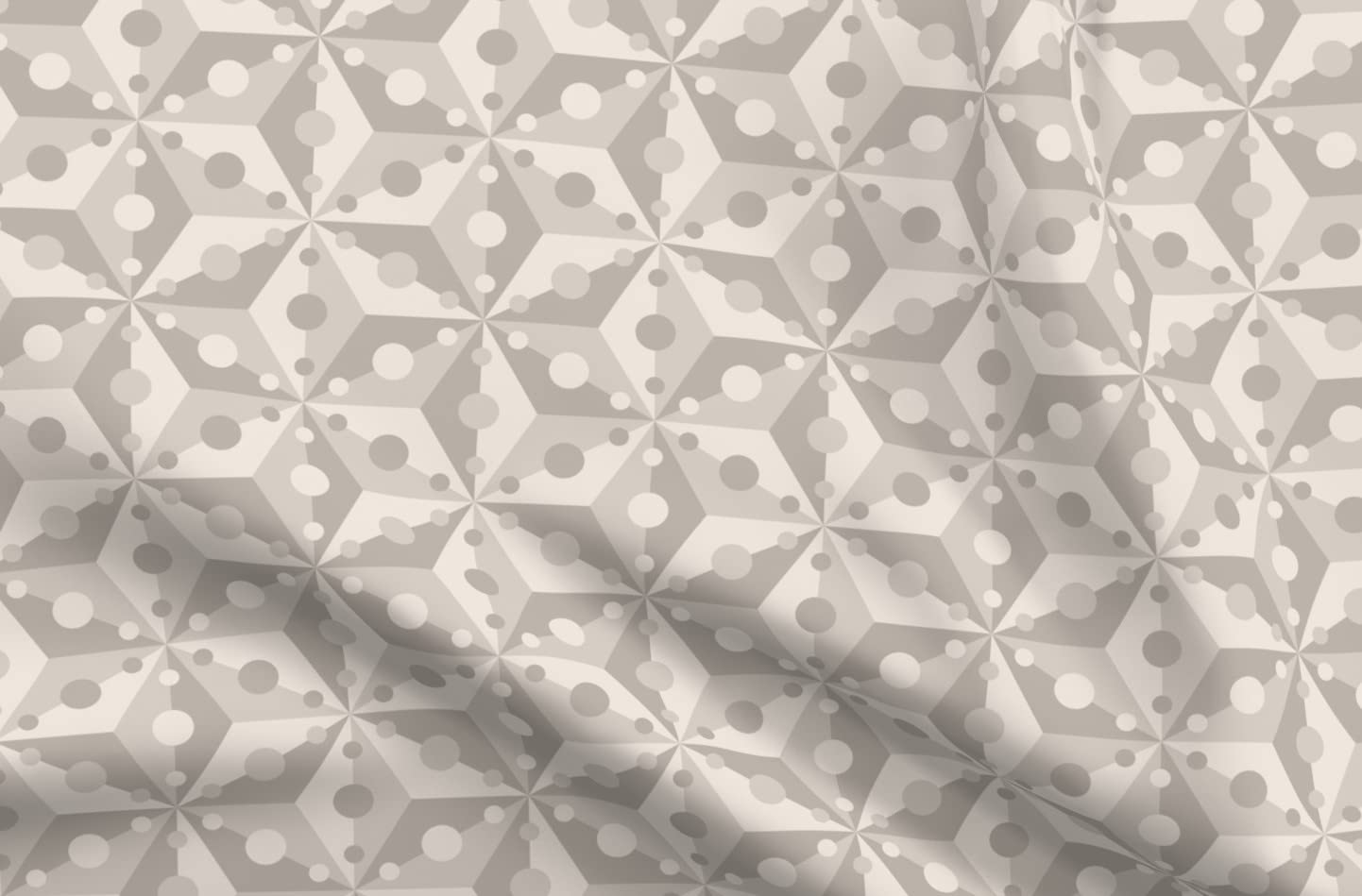 Geometric Taupe Spots Beige Satin Fabric by The Yard - Premium Printed Fabric for Sewing, Lining, Apparel, Fashion, Blankets & Home Decor | Perfect for DIY Dresses, Curtains & Throw Pillows