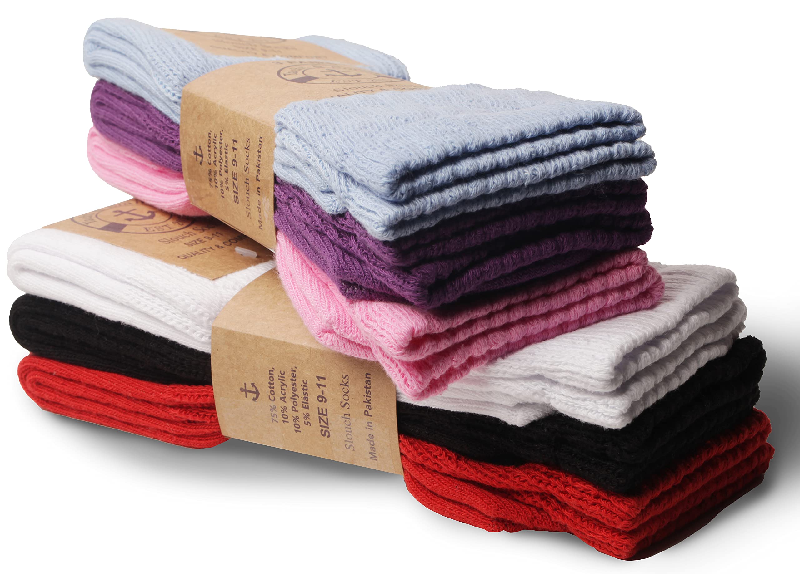 Yacht & Smith 120 Pack Women's Cotton Slouch Socks - Knee High Boot Socks for Women | Soft & Comfortable Crew Socks for Winter, Fall, and Casual Wear