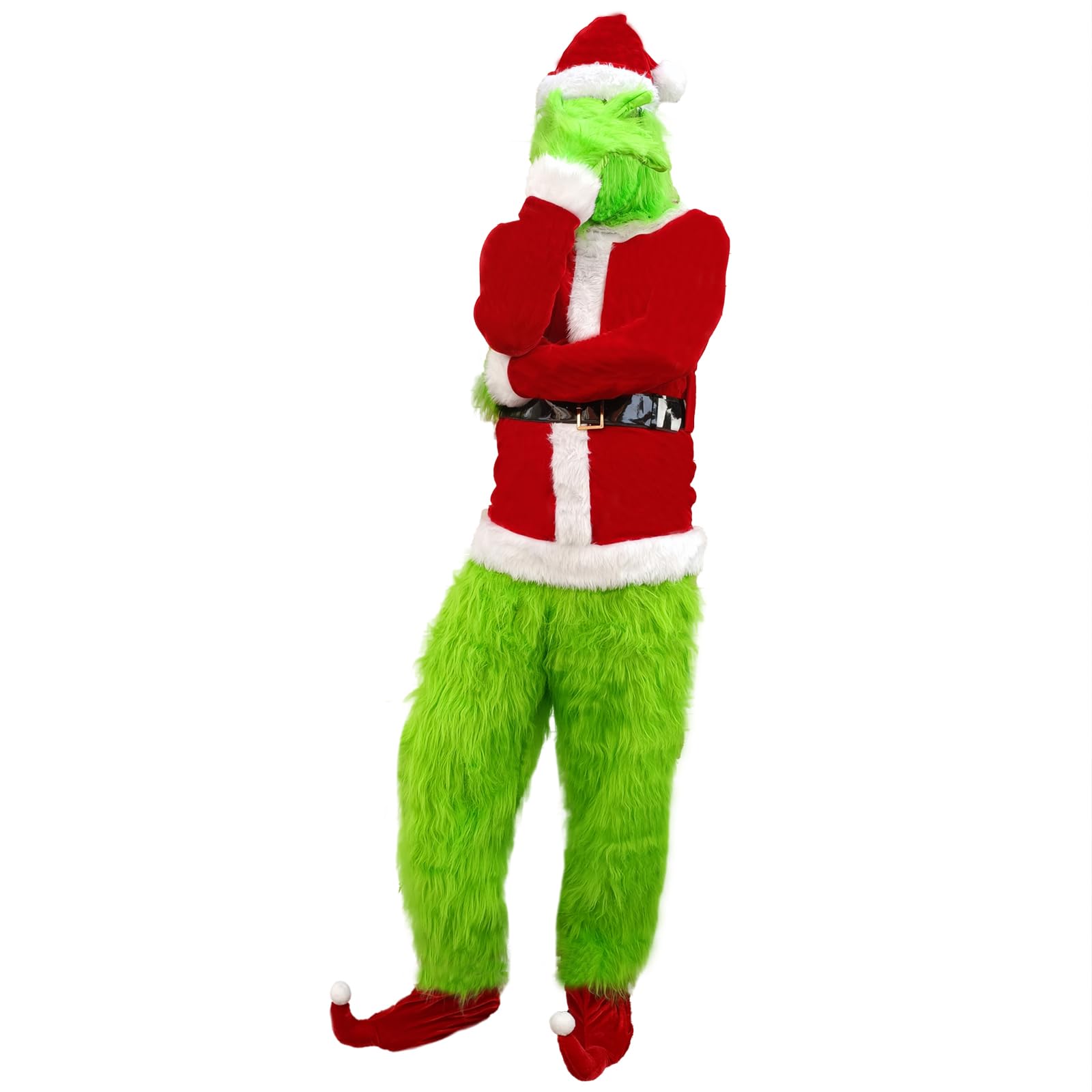 Premium Green Monster Christmas Costume for Adults - 8-Piece Furry Santa Suit Set for Men & Women | Holiday Parties, Cosplay & Festive Events