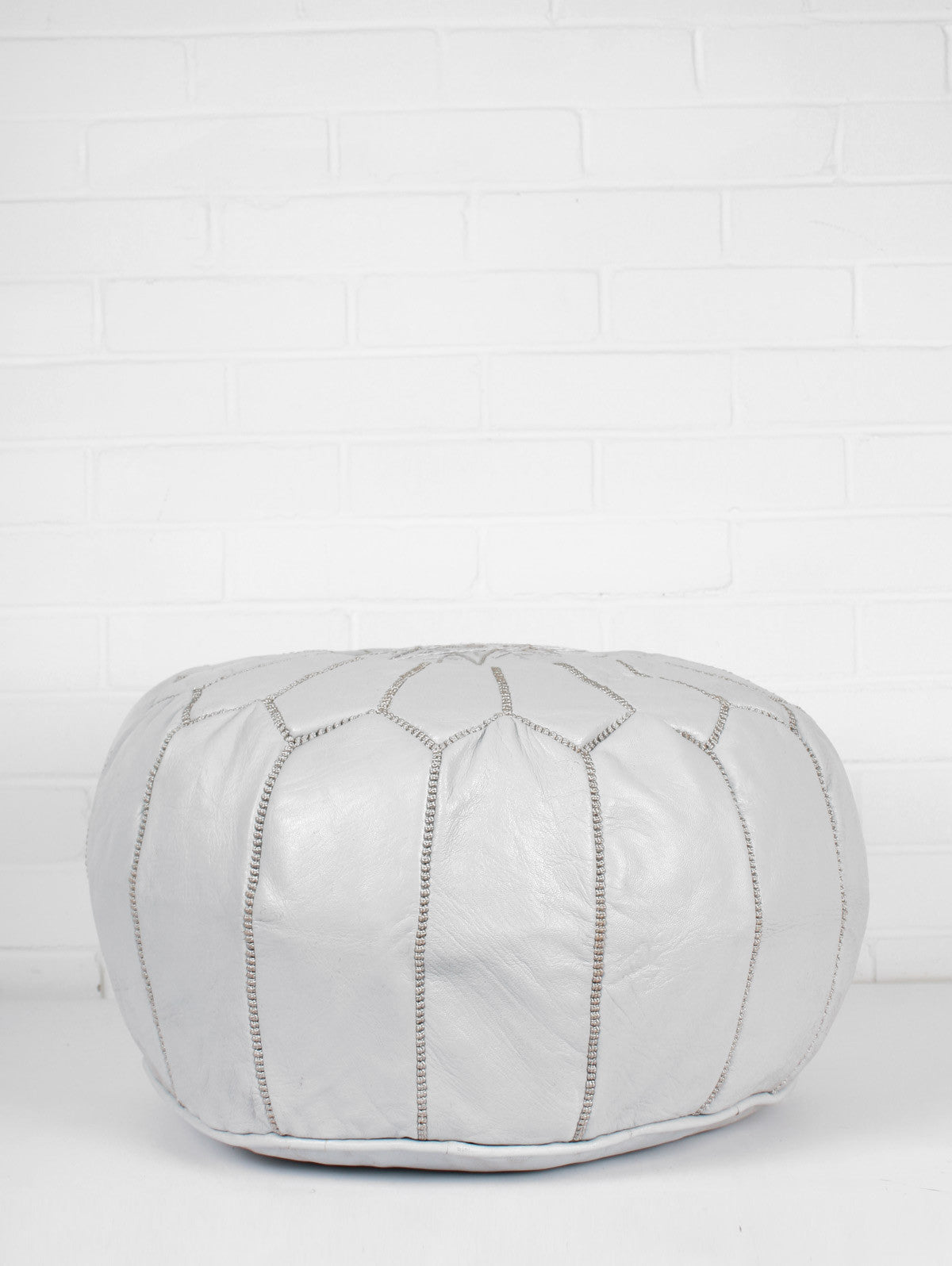 Handmade Moroccan Leather Pouffe Ottoman - Grey Boho Chic Footstool for Living Room, Bedroom & Lounge - Perfect for Home Decor & Relaxation