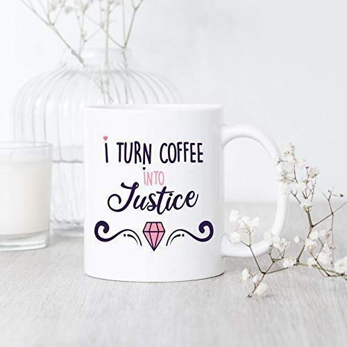 Lawyer Turn Coffee Into Justice 11OZ Ceramic Coffee Mug - Funny Legal Humor Gift for Attorneys, Law Students & Judges - Perfect for Office, Courtroom & Law School