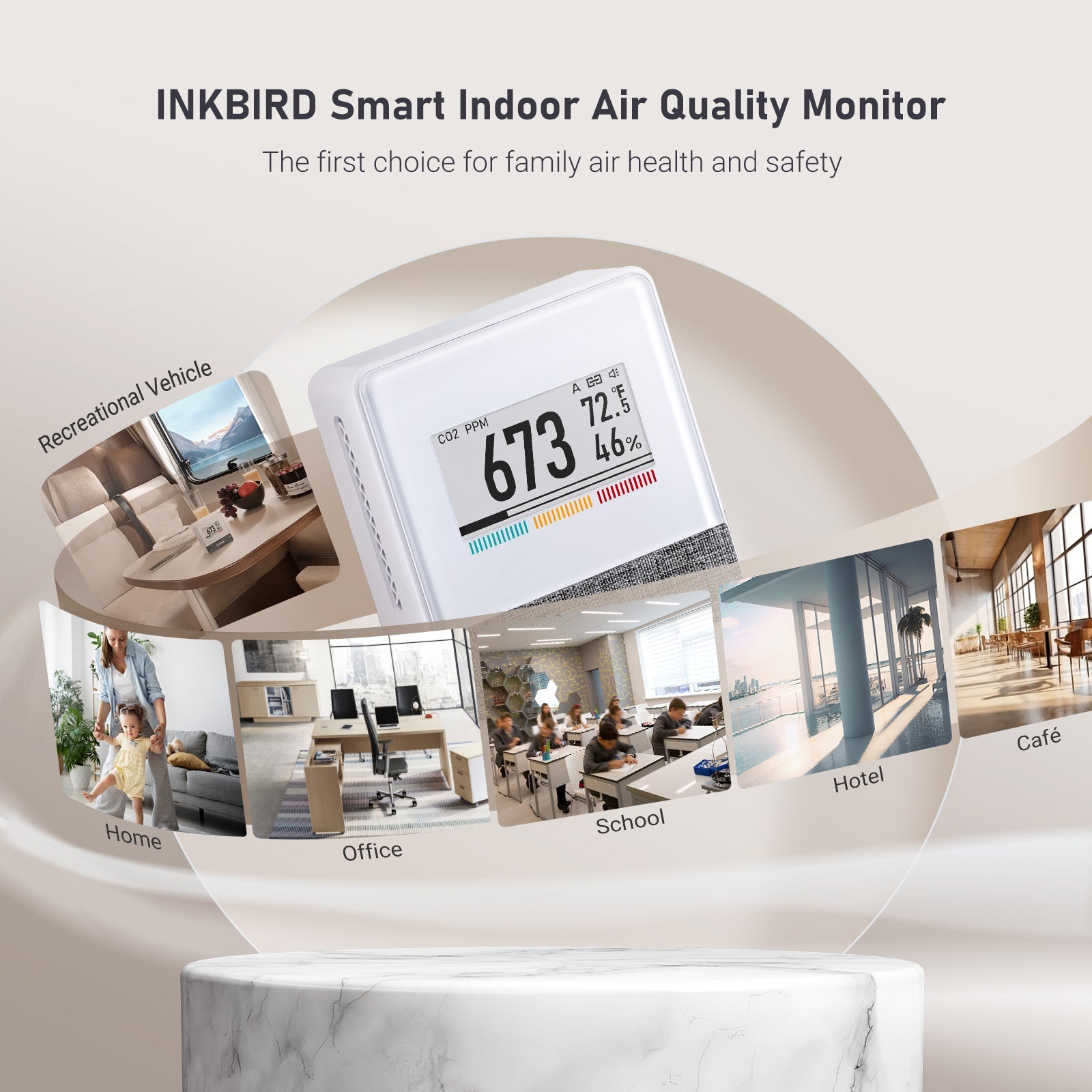 IAM T1 Wireless 4-in-1 Air Quality Monitor - CO2, PM2.5, TVOC & Temperature Detector for Home, Office & Nursery Indoor Air Quality Testing