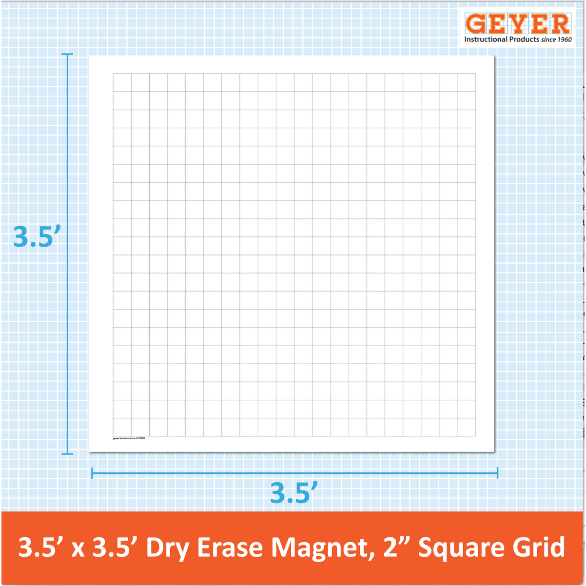 Geyer Large Dry Erase Graph Magnet - 2 Square Grid Whiteboard for Office, Classroom & Home Organization | Perfect for Planning, Teaching & Productivity