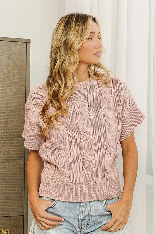 BiBi Cable Knit Textured Sweater Top for Women - Cozy Winter Pullover with Classic Knit Pattern - Perfect for Casual Outfits, Office Wear & Holiday Gatherings
