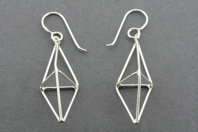 Double Pyramid Earrings Small Sterling Silver - Elegant Minimalist Jewelry for Everyday Wear & Special Occasions