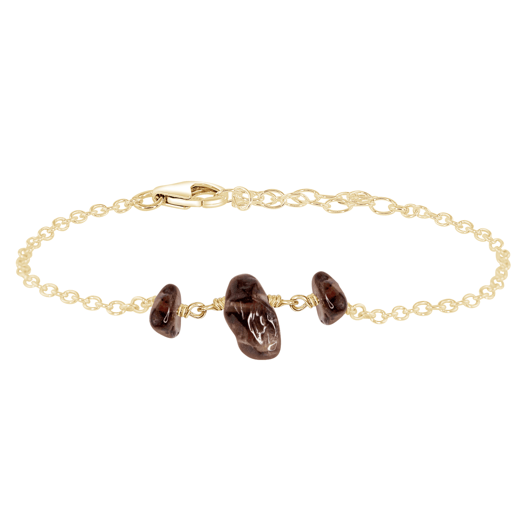 Natural Smoky Quartz Beaded Chain Bracelet for Women - Elegant Crystal Healing Jewelry for Meditation, Yoga & Spiritual Energy