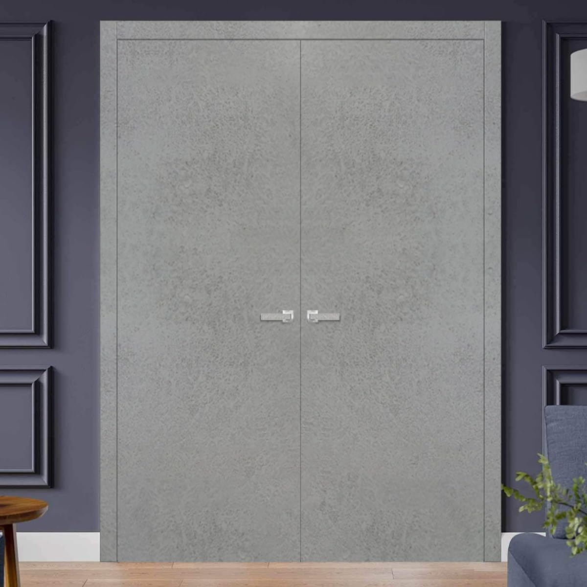 SARTODOORS Slab Barn Door Panel - Planum 0010 Concrete Finish | 18x84 Inch Solid Wood Sliding Door | Heavy Duty Closet & Room Divider for Modern Homes | Perfect for Bedrooms, Living Rooms & Office Spaces