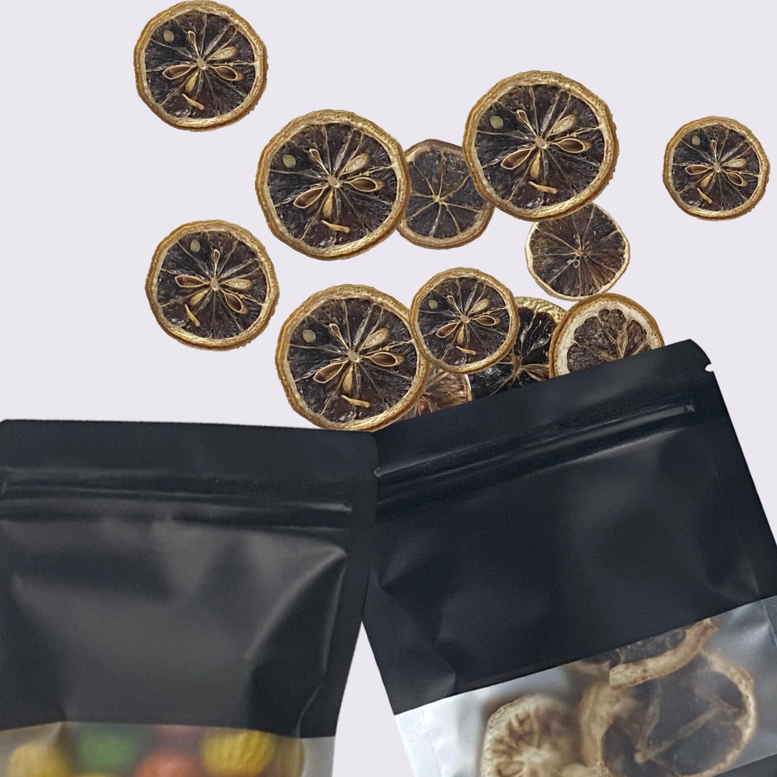 50 Pcs 6x9 Inch Smell Proof Stand Up Pouches - Resealable Mylar Bags with Window & Zipper for Food Storage | Coffee, Snacks, Baked Goods Packaging | Ideal for Small Business, Home Kitchen & Travel (Black)