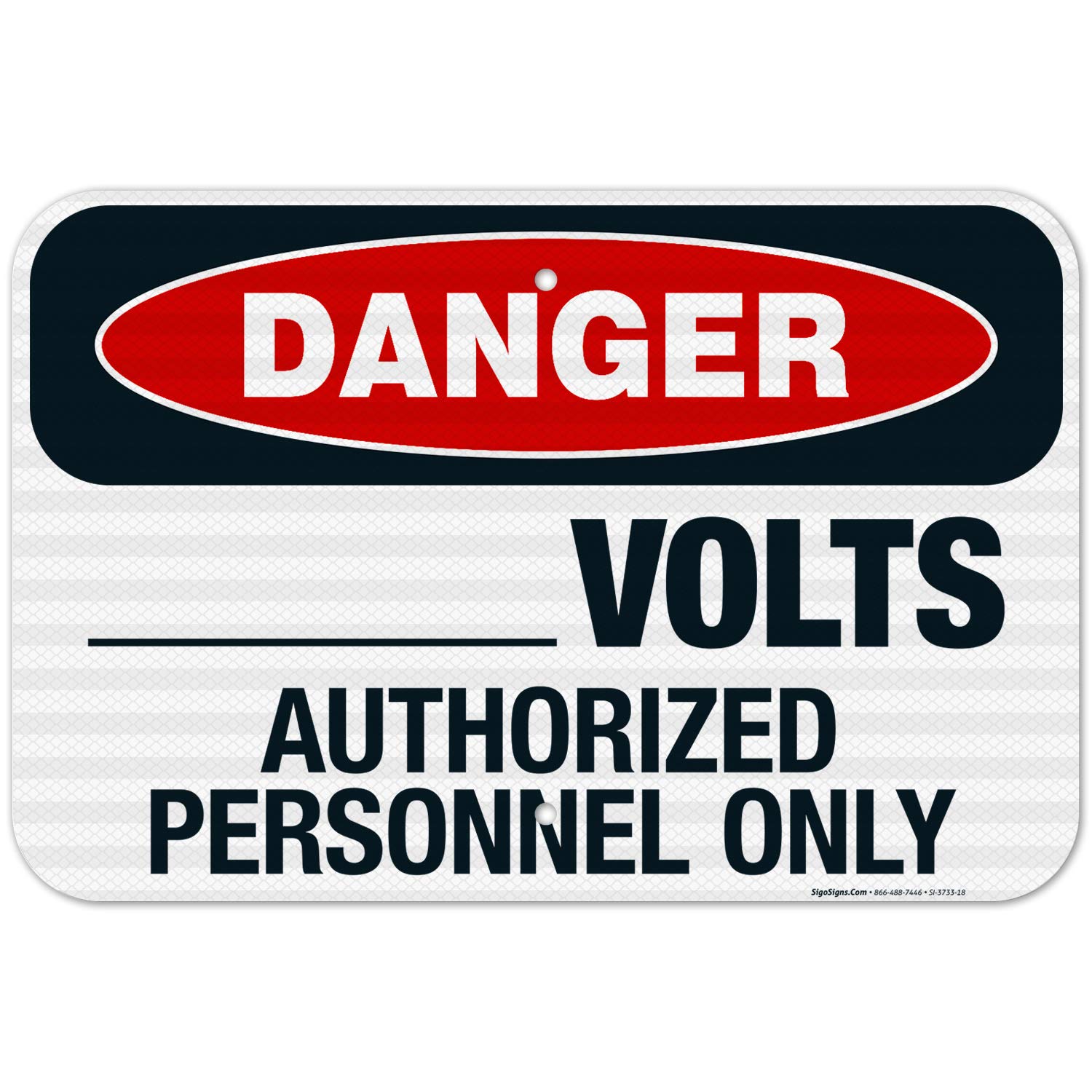 OSHA Danger Sign - Volts Authorized Personnel Only - 12x18 Inches Reflective Aluminum Safety Sign - 3M EGP .063 Fade Resistant - Indoor/Outdoor Use - Made in USA - Perfect for Electrical Rooms, Construction Sites & Hazardous Areas