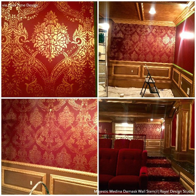 Majestic Medina Damask Wall Stencil - Reusable DIY Painting Template for Home Decor, Bedroom, Living Room, Accent Walls - Perfect for Wall Art, Murals, and Interior Design Projects