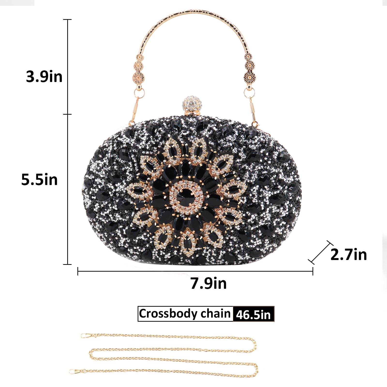 Sparkling Rhinestone Crystal Clutch Purse for Women - Elegant Bling Evening Bag with Diamond Glitter for Parties, Weddings & Special Occasions