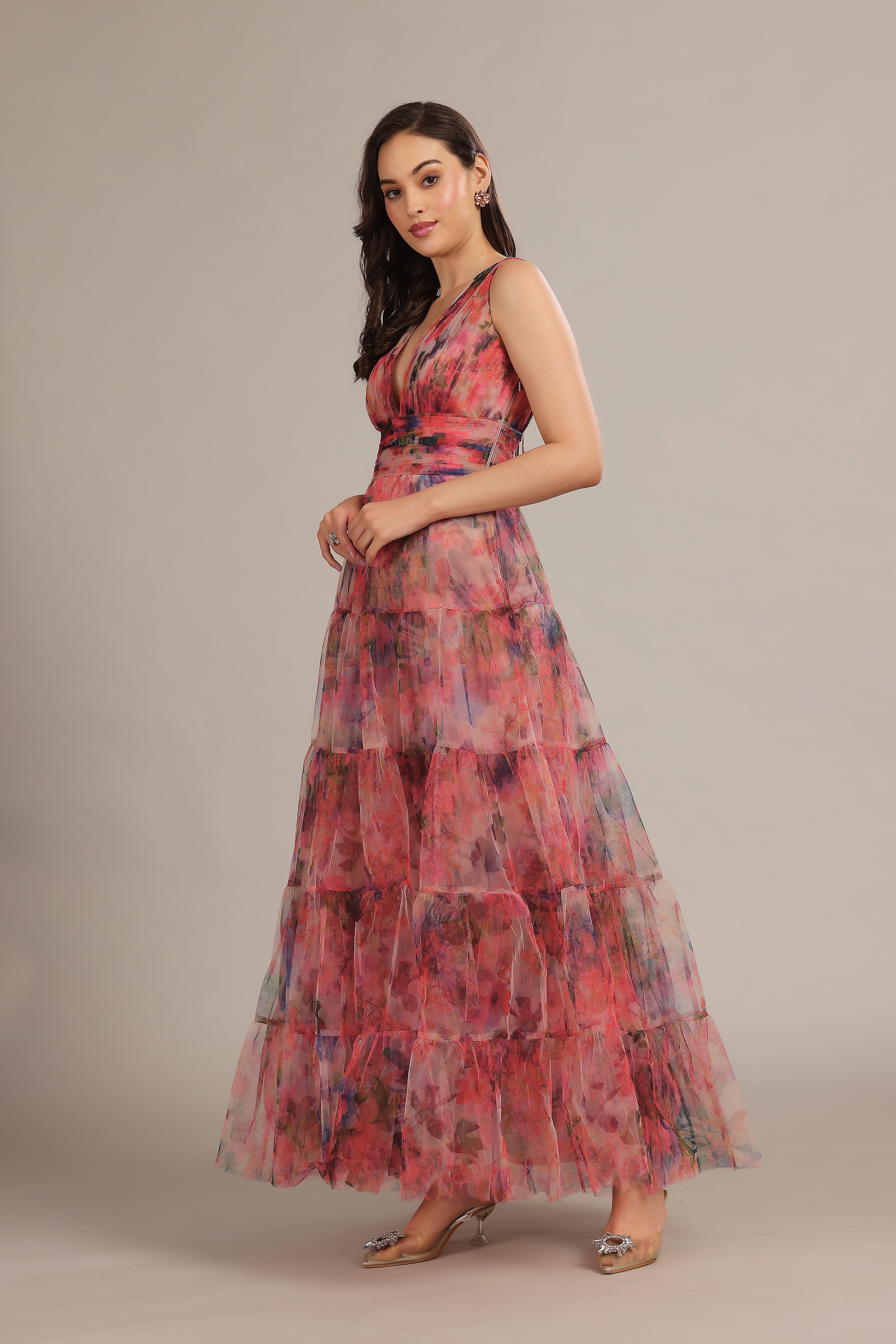 Candace Maxi Dress in Mixed Floral Print - Women's Flowy Summer Dress for Beach, Vacation & Casual Wear