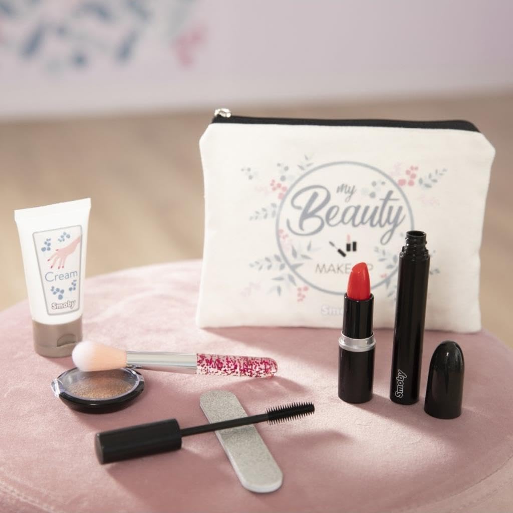 Smoby My Beauty Make Up Set for Kids - 15 Piece Pretend Play Cosmetic Kit with Mirror, Lipstick & Nail Polish - Perfect Birthday Gift for Girls Ages 3-6 (7600320150) | Dress Up, Role Play & Imaginative Play