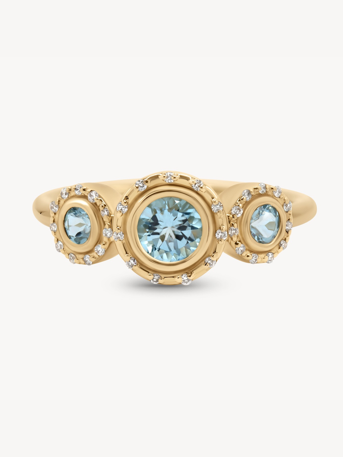 Aquamarine Trinity Ring for Women - Elegant Blue Gemstone Jewelry - Perfect for Weddings, Anniversaries & Special Occasions