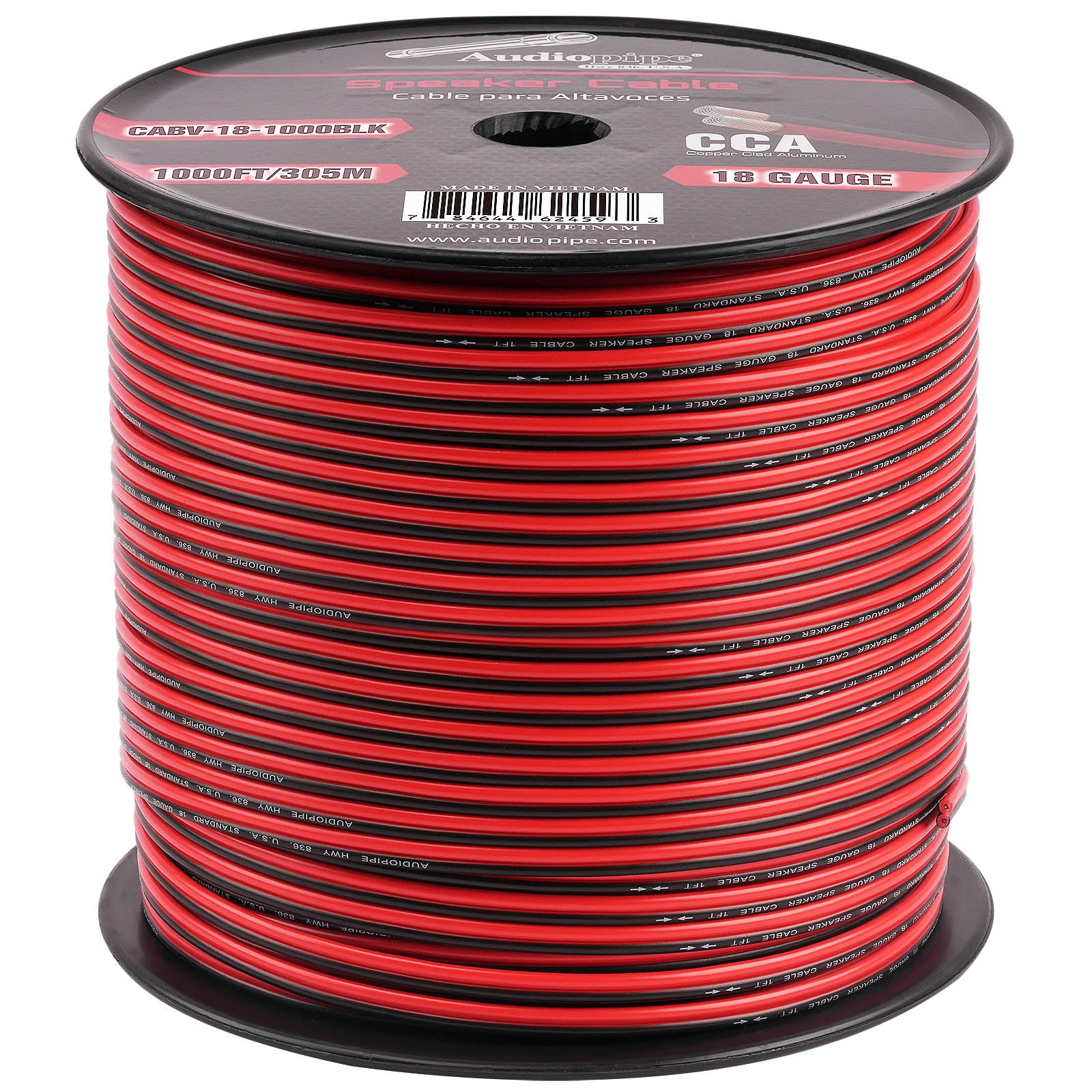 18AWG 1000FT Speaker Wire Cable - High-Quality CABV 18 1000BLK for Home Theater, Studio & Outdoor Audio Systems - Oxygen-Free Copper Conductors for Clear Sound