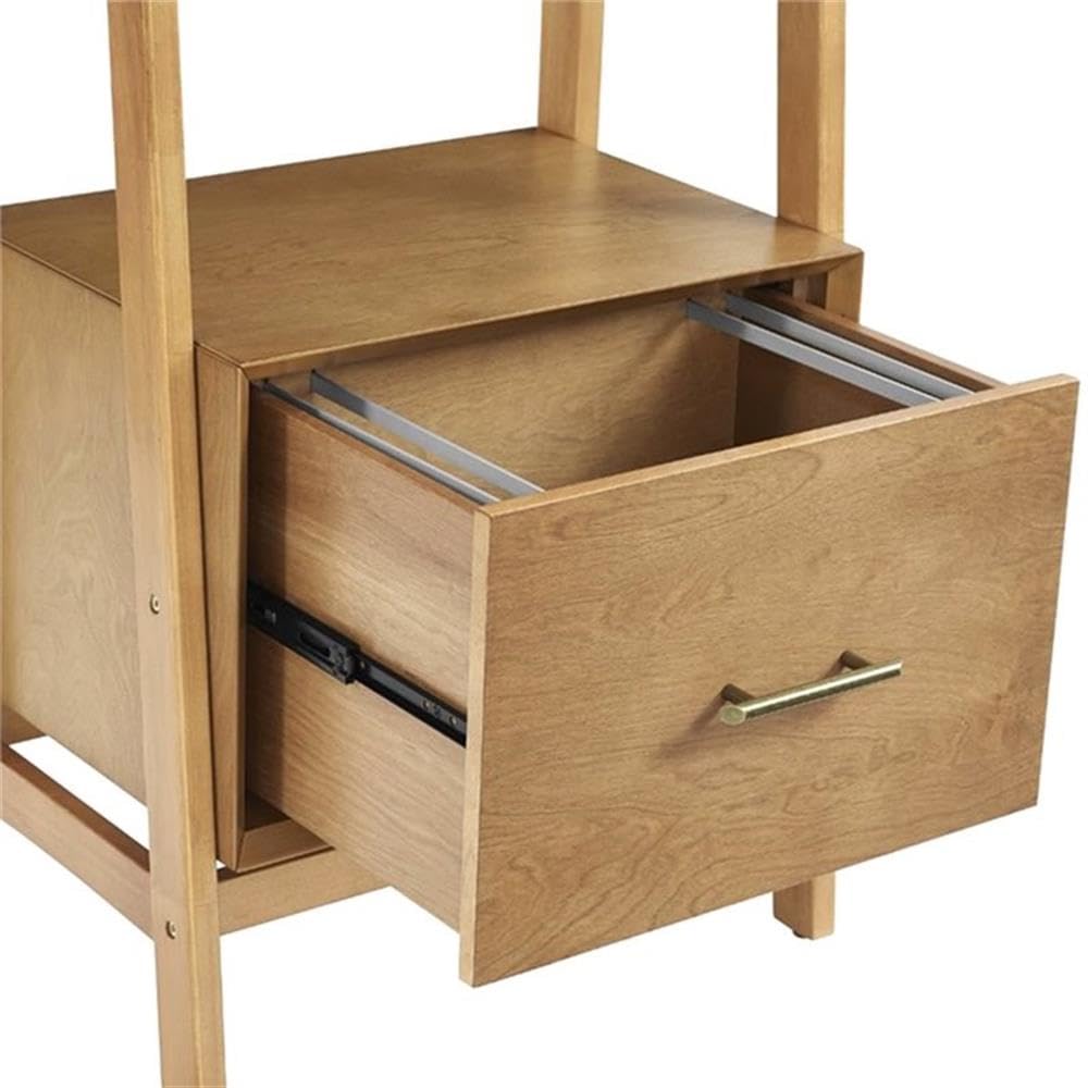 Pemberly Row 25 Inch 4 Shelf Bookcase in Acorn Finish - Perfect for Home Office, Living Room, and Bedroom Storage