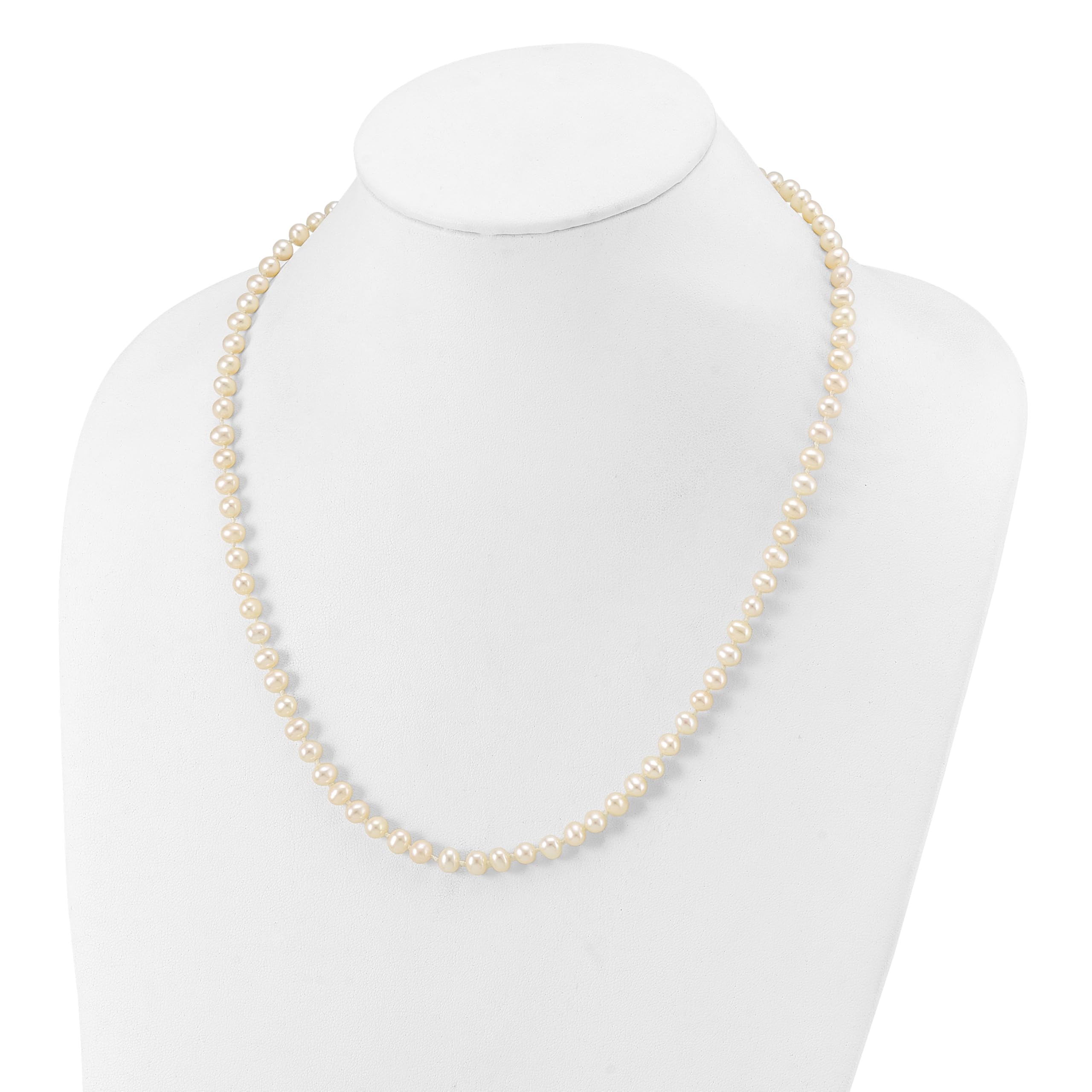 14K White Near Round Freshwater Cultured Pearl Necklace - 5-6mm Pearls, Elegant Jewelry Gift for Women, Perfect for Weddings, Parties & Special Occasions
