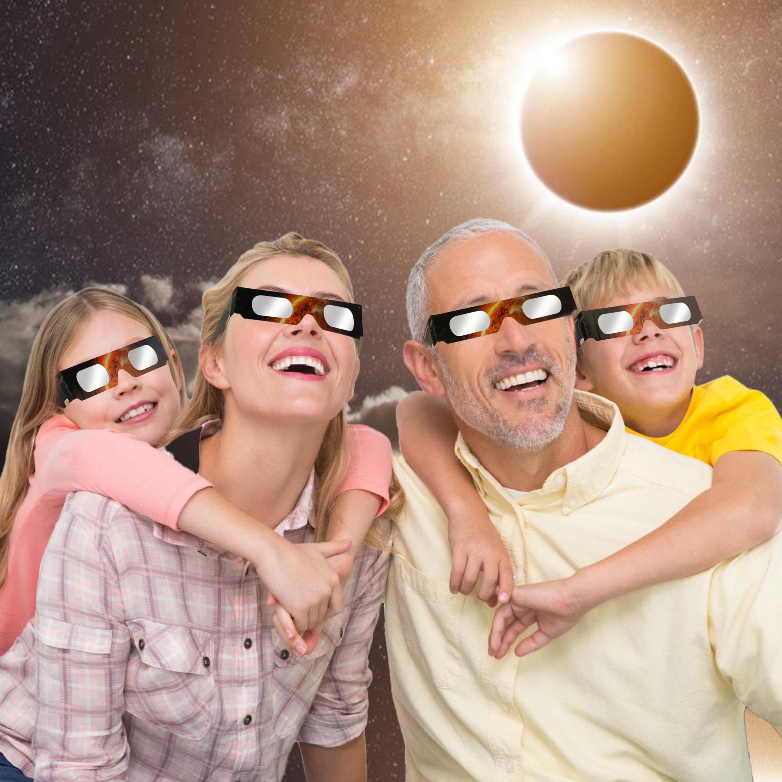 AAS Approved 2024 Solar Eclipse Glasses - ISO 12312-2:2015(E) & CE Certified Safe Shades for Direct Sun Viewing - 100 Pack - Perfect for Solar Eclipses, Astronomy Events & Outdoor Sun Observation
