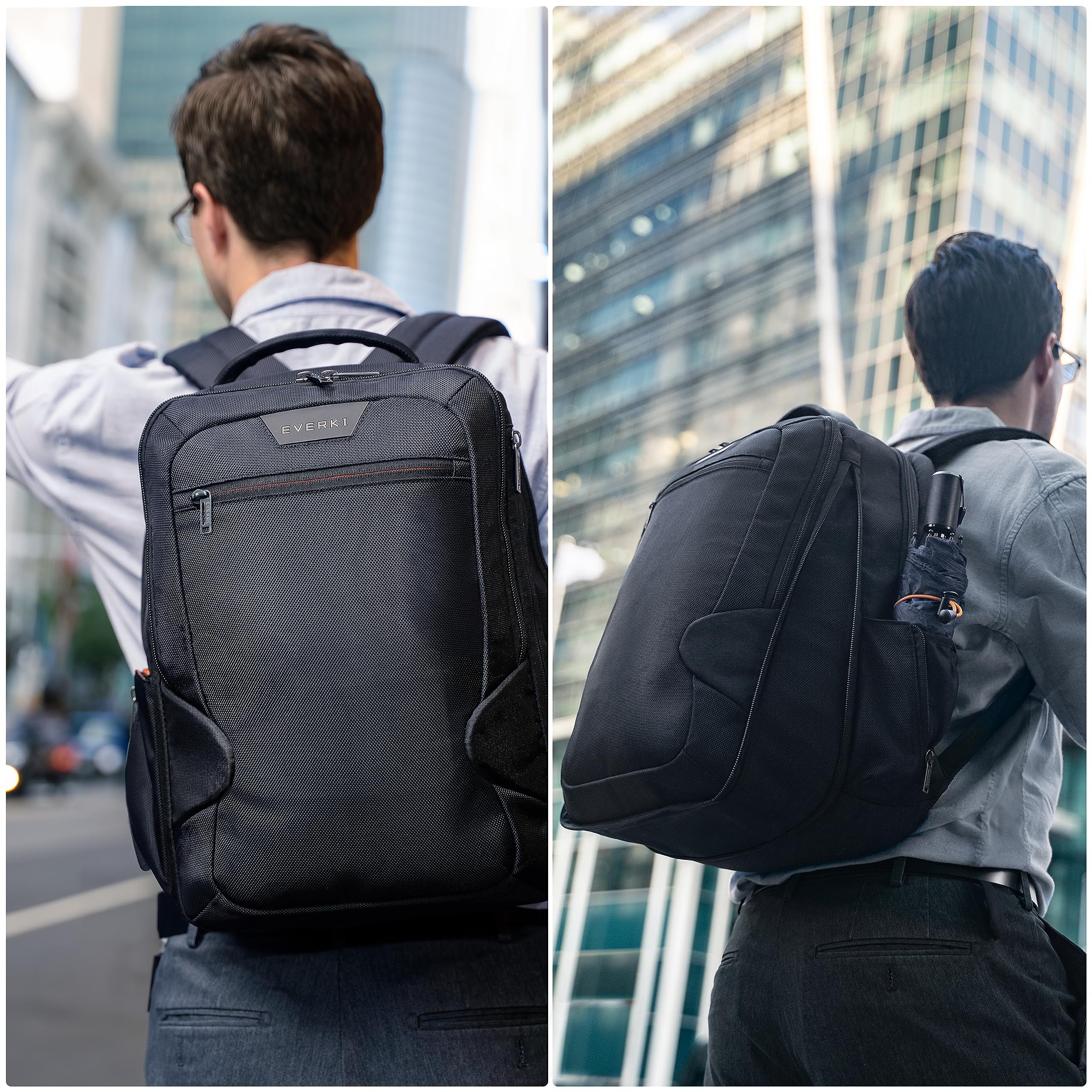 Everki Studio Expandable 15 Inch Laptop Backpack for Men & Women - 26L Capacity Professional Business Backpack - Water-Resistant Travel Backpack for MacBook, Notebook, Office & Commuting - Perfect for Work, School & Airplane Travel (Black)
