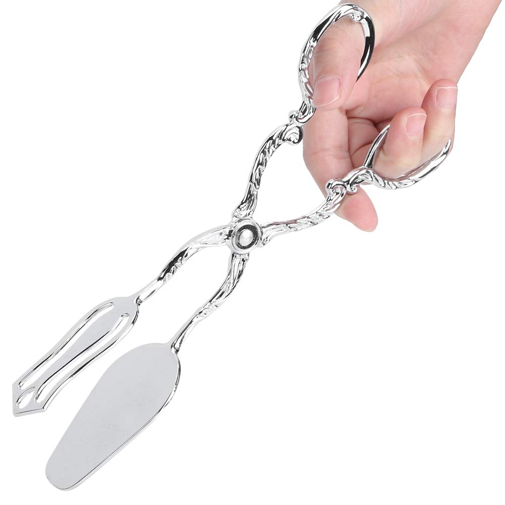 2Pcs Retro Zinc Alloy Bread Tongs - Silver Kitchen Utensils for Baking, Cooking & Serving - Perfect for Salad, Cake, Snacks & Pastry Handling - Ideal for Home Bakeries, Cafes & Restaurants