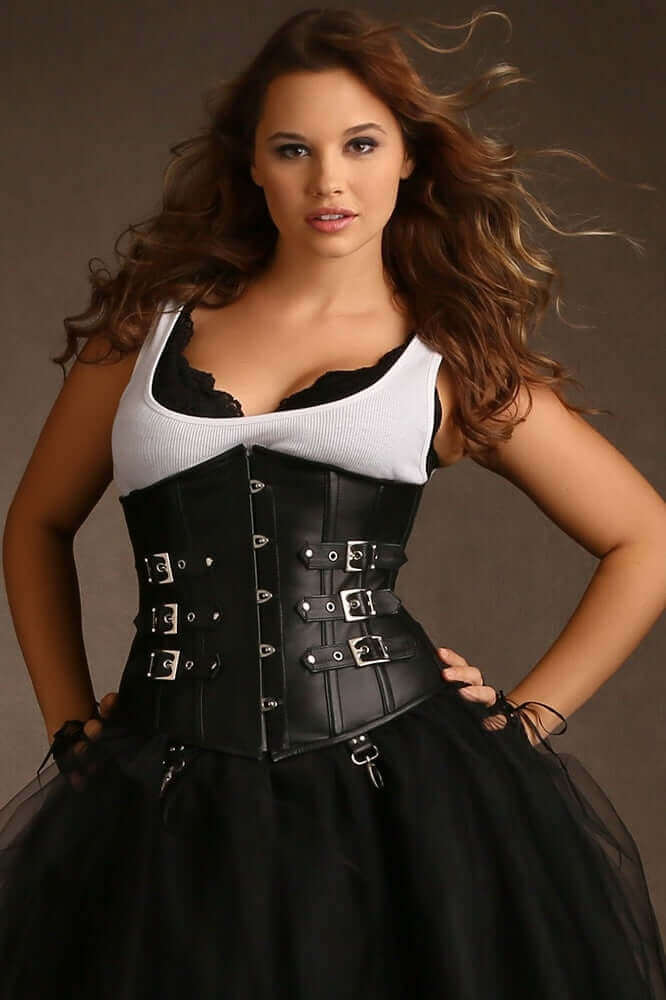 Edward Scissorhands Style Underbust Leather Corset - Gothic Waist Trainer for Cosplay, Steampunk & Burlesque Fashion