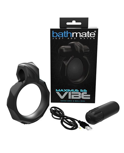 Bathmate Maximus Vibe 55 Rechargeable Silicone Cock Ring - Black | Powerful Vibrating Penis Ring for Enhanced Pleasure | Perfect for Couples & Solo Play