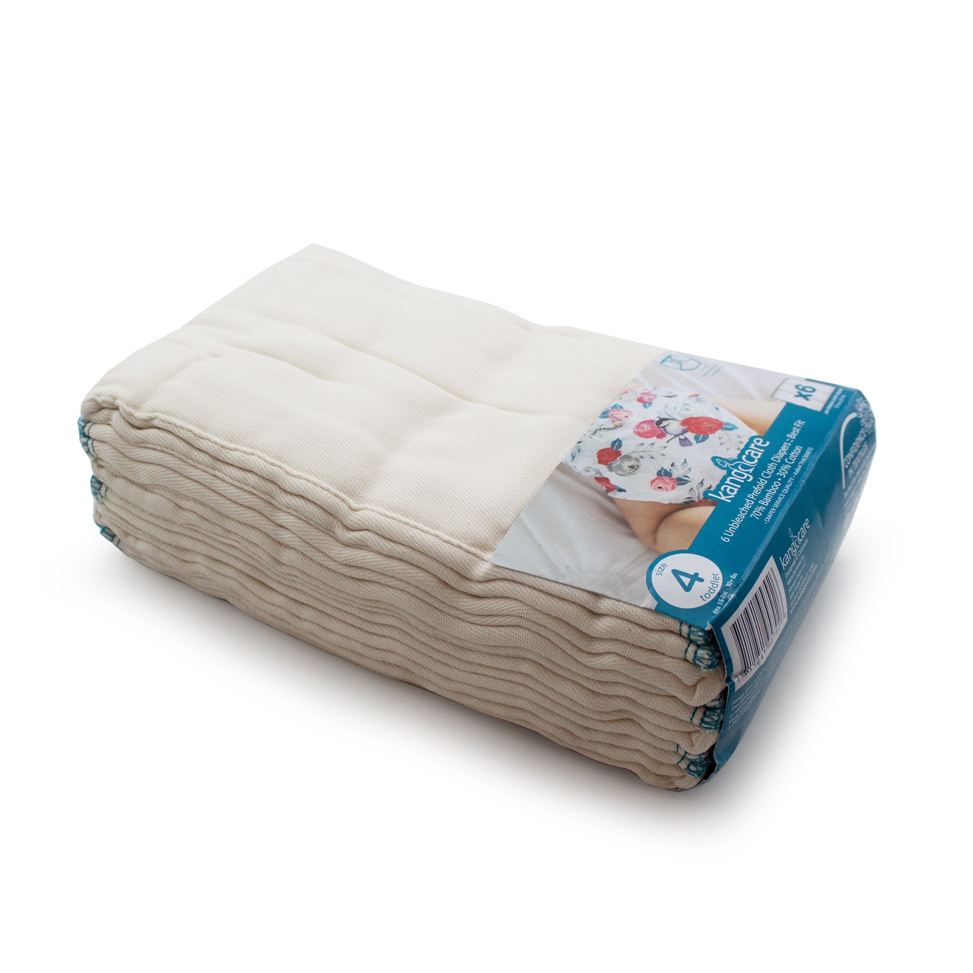 Kanga Care Bamboo Prefold Cloth Diapers - 6 Pack | Eco-Friendly, Super Absorbent & Reusable Baby Diapers for Newborns & Toddlers | Perfect for Daycare, Travel & Overnight Use