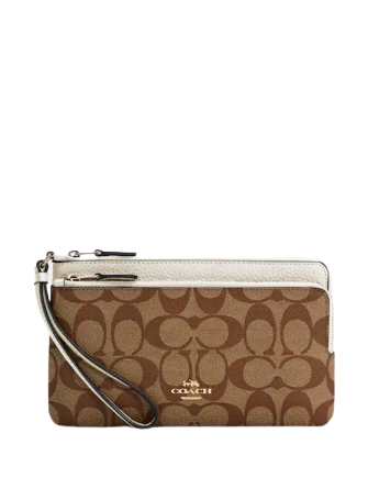 Coach Double Zip Wallet in Signature Canvas - Stylish & Durable Leather Wallet for Women - Perfect for Everyday Use, Travel & Gift Giving