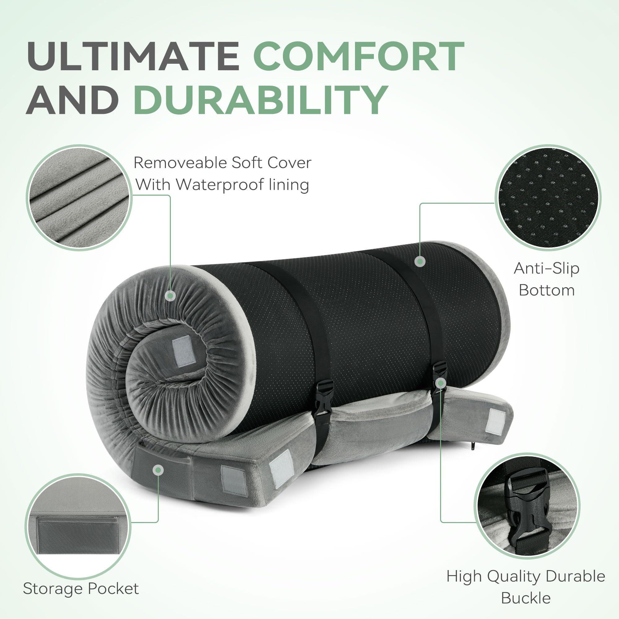 CertiPUR-US Certified Memory Foam Camping Mattress - Waterproof Portable Roll Up Sleeping Pad for Adults - Ideal for Camping, Hiking, Travel, Car & Van Use - Includes Convenient Carrying Bag