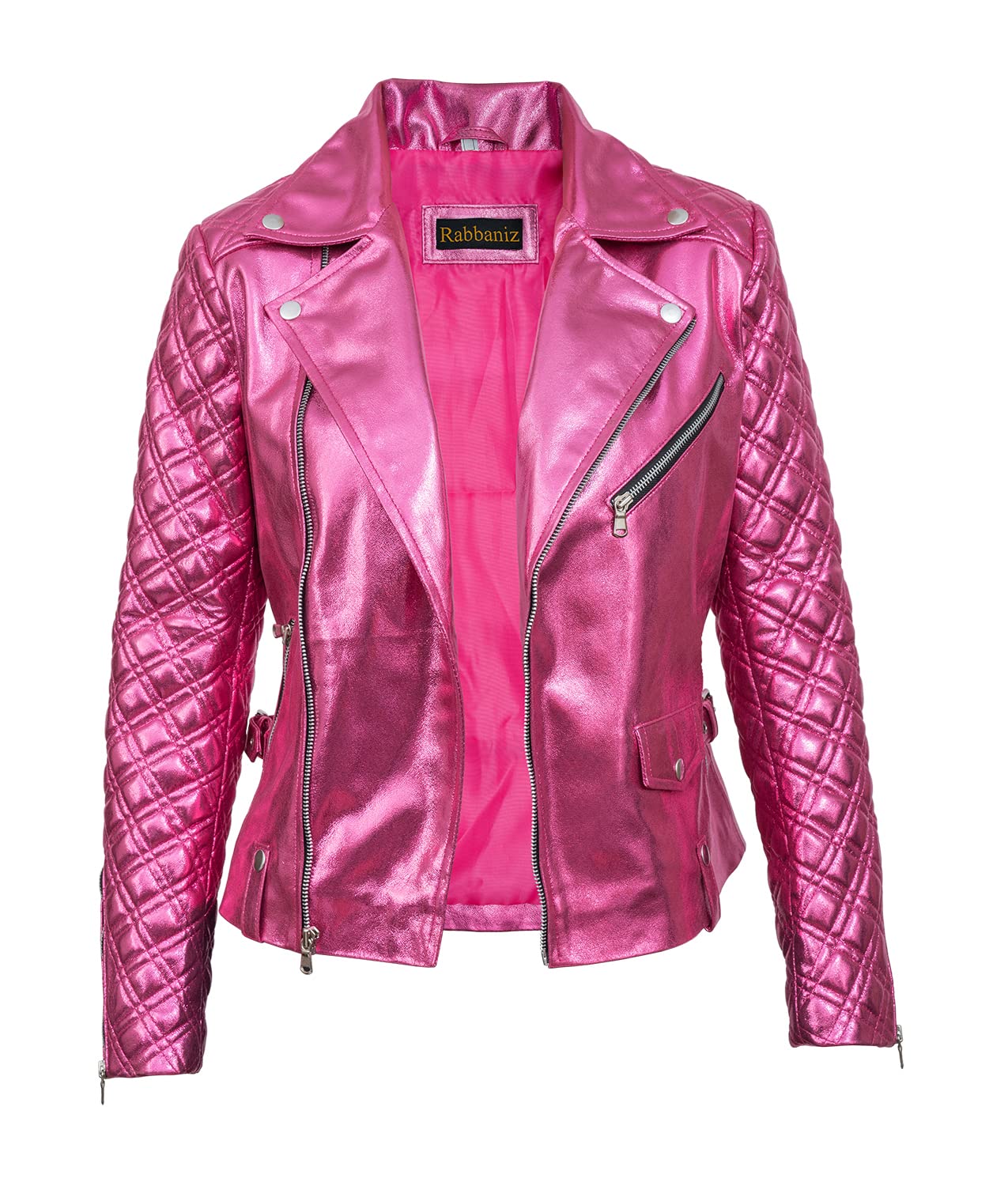 Stylish Pink Quilted Lambskin Leather Jacket for Women - Slim Fit Fashion Coat | Perfect for Casual Outings, Date Nights & Fall Layering