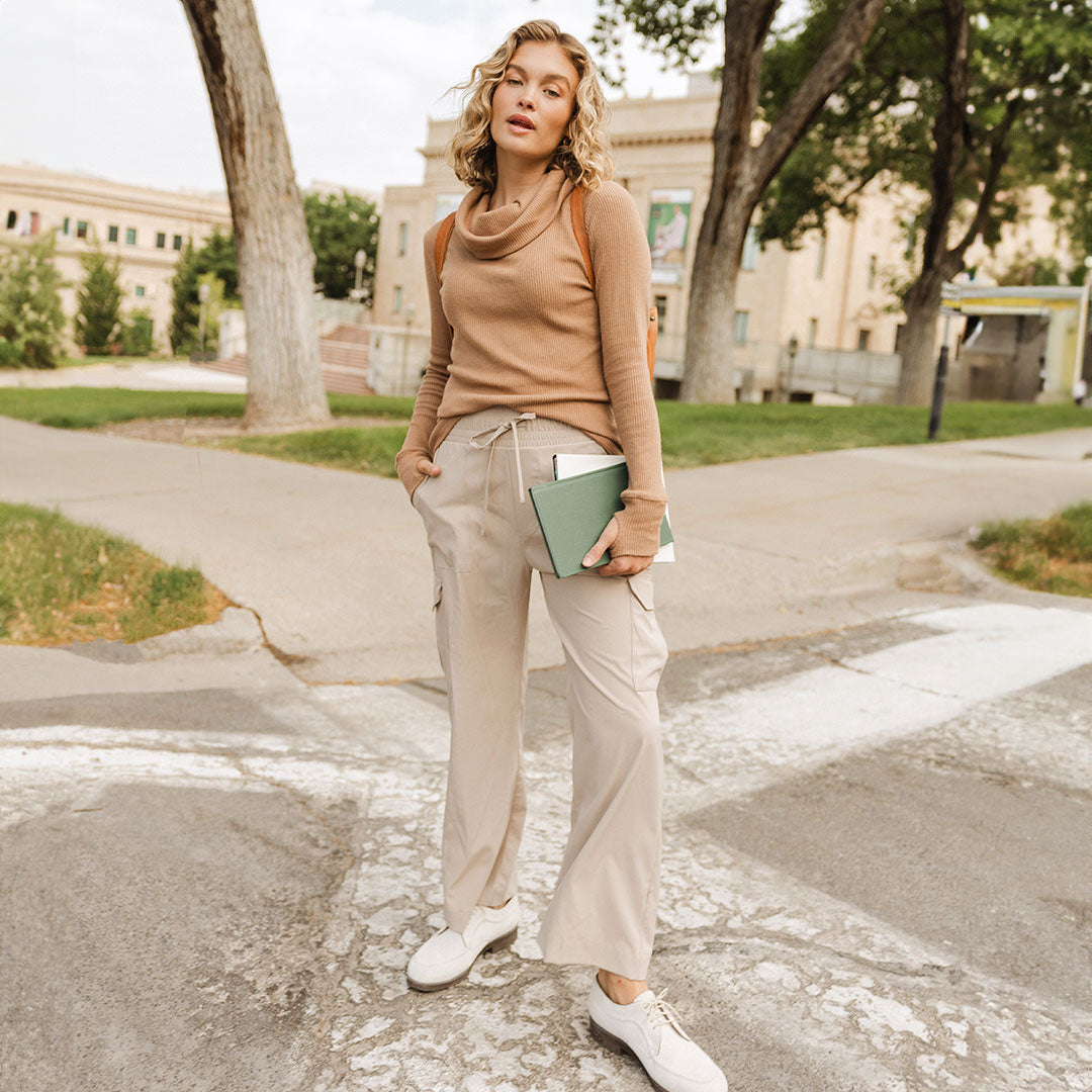 Audrey Cargo Pants for Women - Stylish Cobblestone Color Casual Trousers with Multiple Pockets | Perfect for Outdoor Adventures, Travel & Everyday Wear