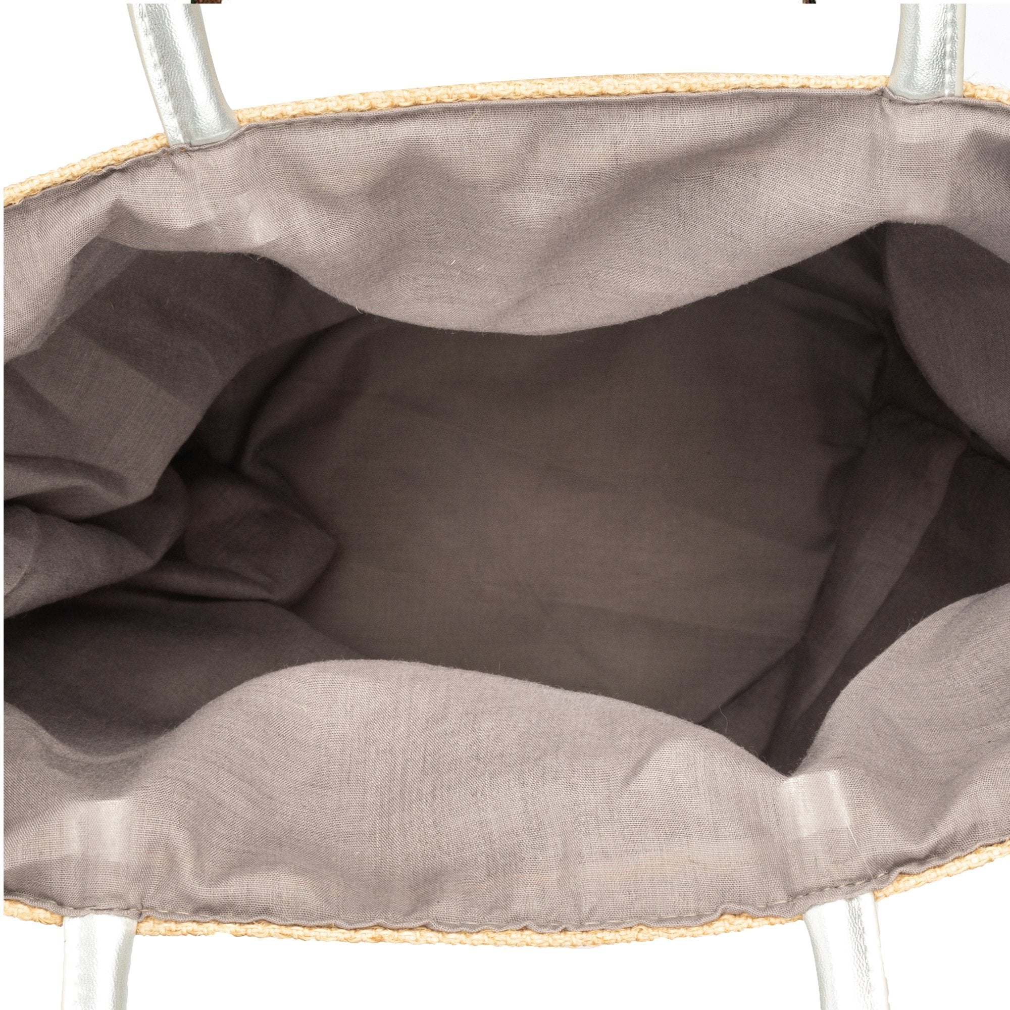 Stylish Striped Tote Bag with Metallic Silver Leather Handles - Perfect for Work, Beach & Everyday Use