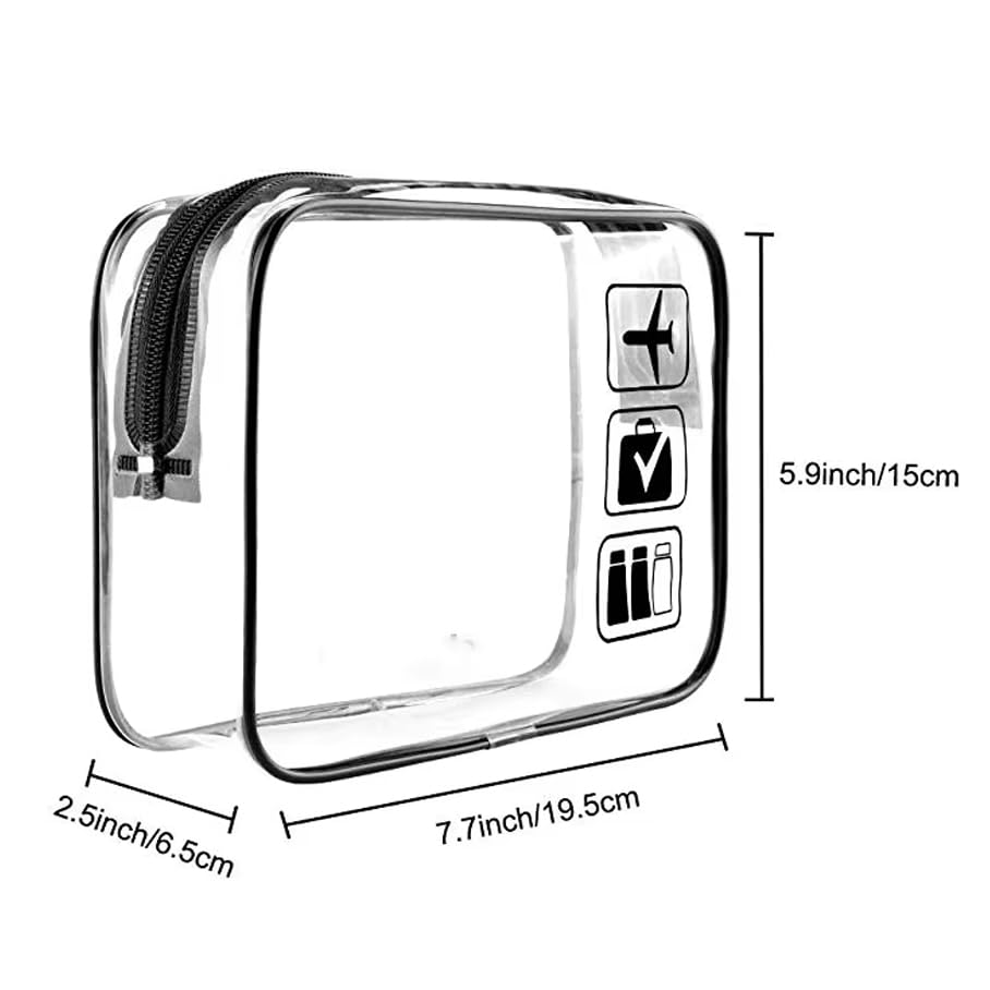 Waterproof Clear PVC Travel Toiletry Bag Set of 2 - 4-in-1 Wash Bag for Makeup & Airport Liquids (Large & Small) - Ideal for Men & Women Travel Accessories | Perfect for Air Travel, Gym, Camping & Weekend Getaways
