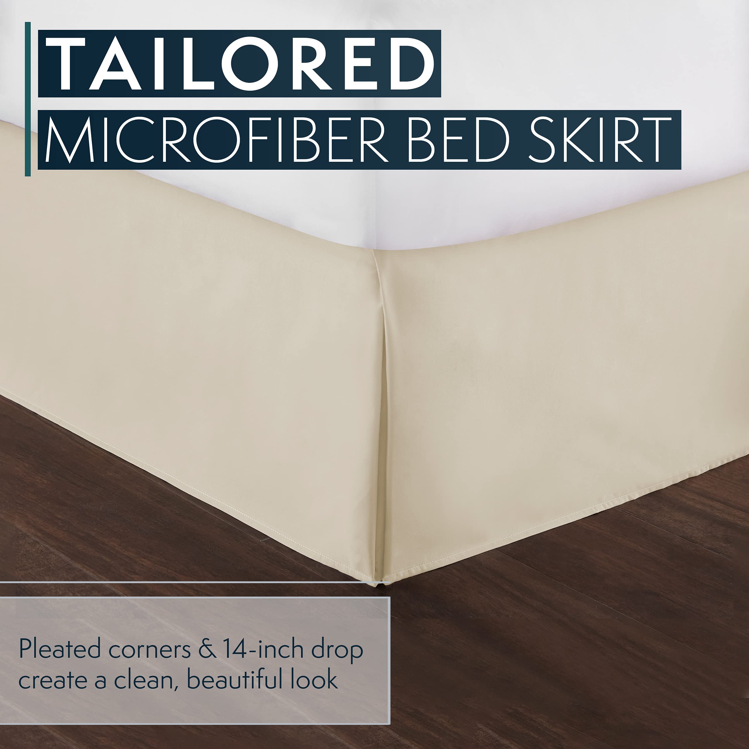HC Collection Twin Bed Skirt - Soft Microfiber Box Spring Cover with 14