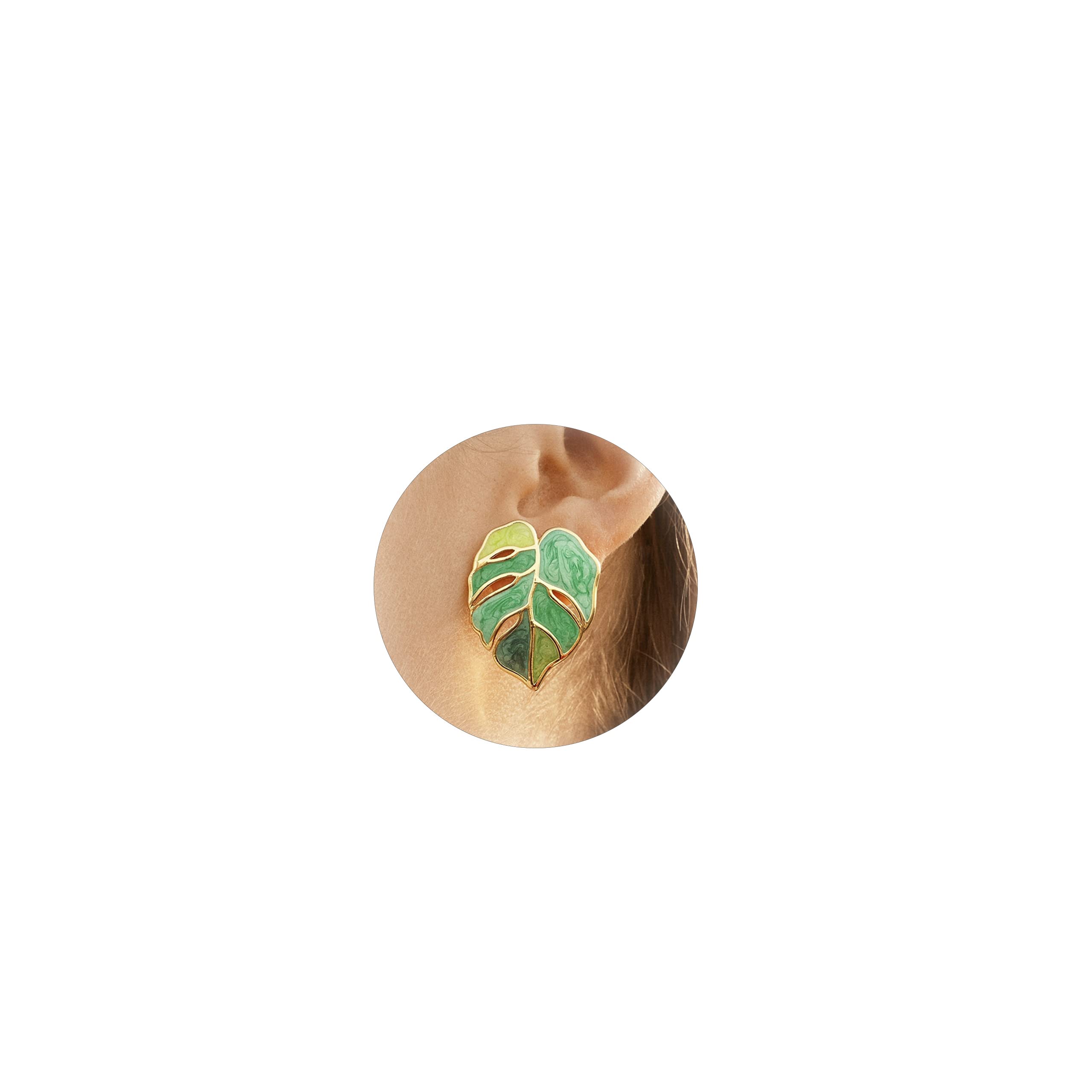 Stylish Palm Leaf Earrings for Women - Enamel Green Monstera Stud Earrings | Summer Fashion Jewelry | Perfect for Beach Vacations, Boho Outfits & Tropical Parties