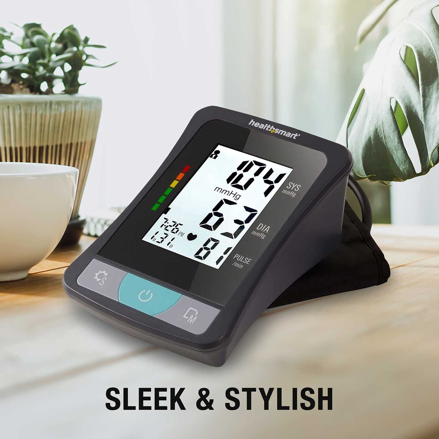 HealthSmart Digital Select Automatic Upper Arm Blood Pressure Monitor - Tracks BP, Pulse Rate & Irregular Heartbeat, Stores 120 Readings for 2 Users - Perfect for Home Health Monitoring & Doctor Visits