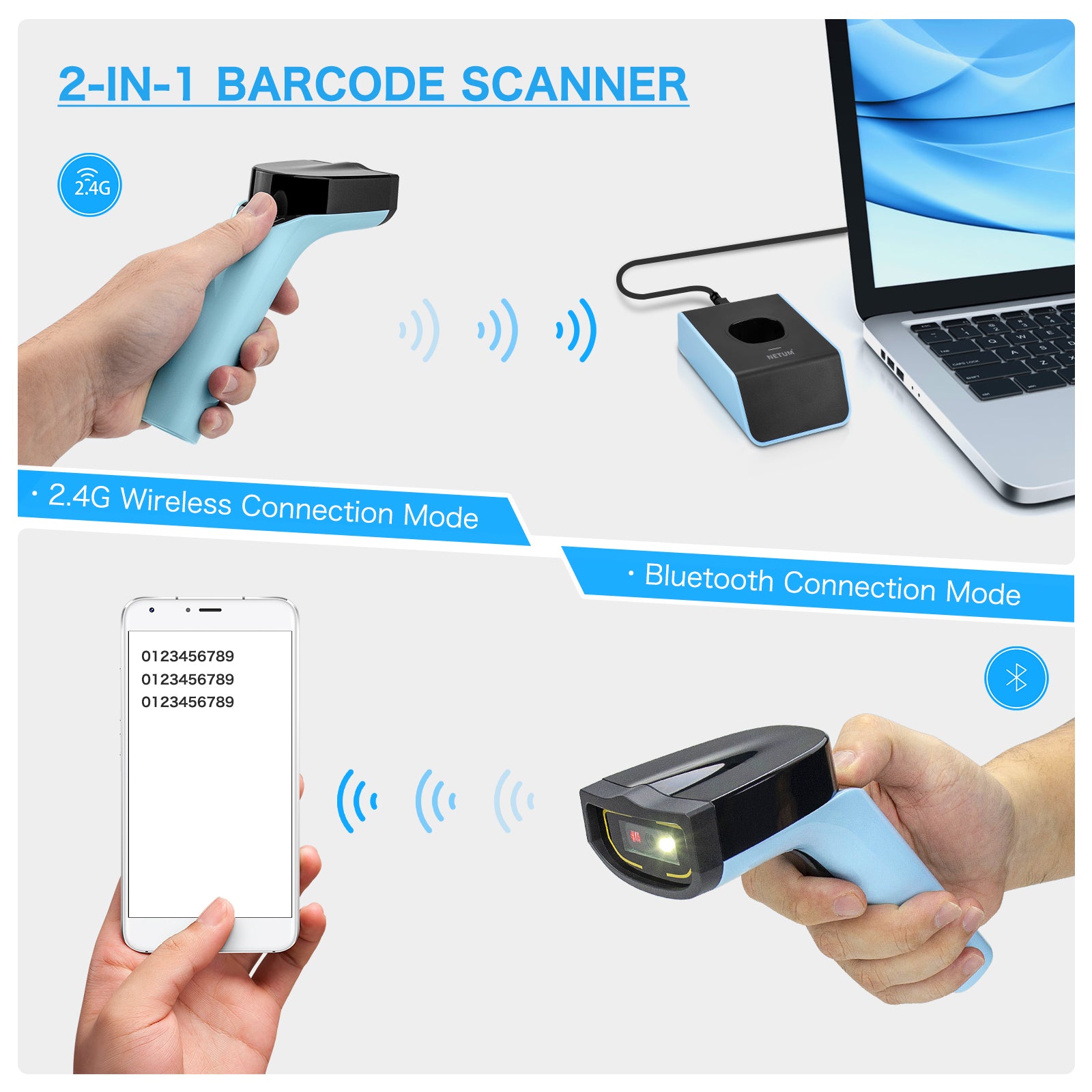 DS7500 2D Wireless Barcode Scanner - Fast & Accurate Bluetooth Handheld Scanner for Retail, Warehouse, Inventory Management - Ideal for Supermarkets, Logistics & Small Businesses