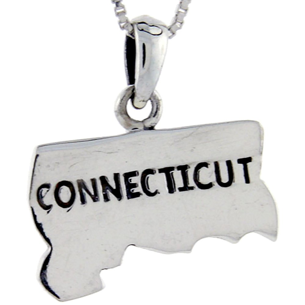 1 Inch Sterling Silver Connecticut State Map Pendant Necklace - Perfect for Travel Lovers, State Pride Jewelry & Unique Gifts