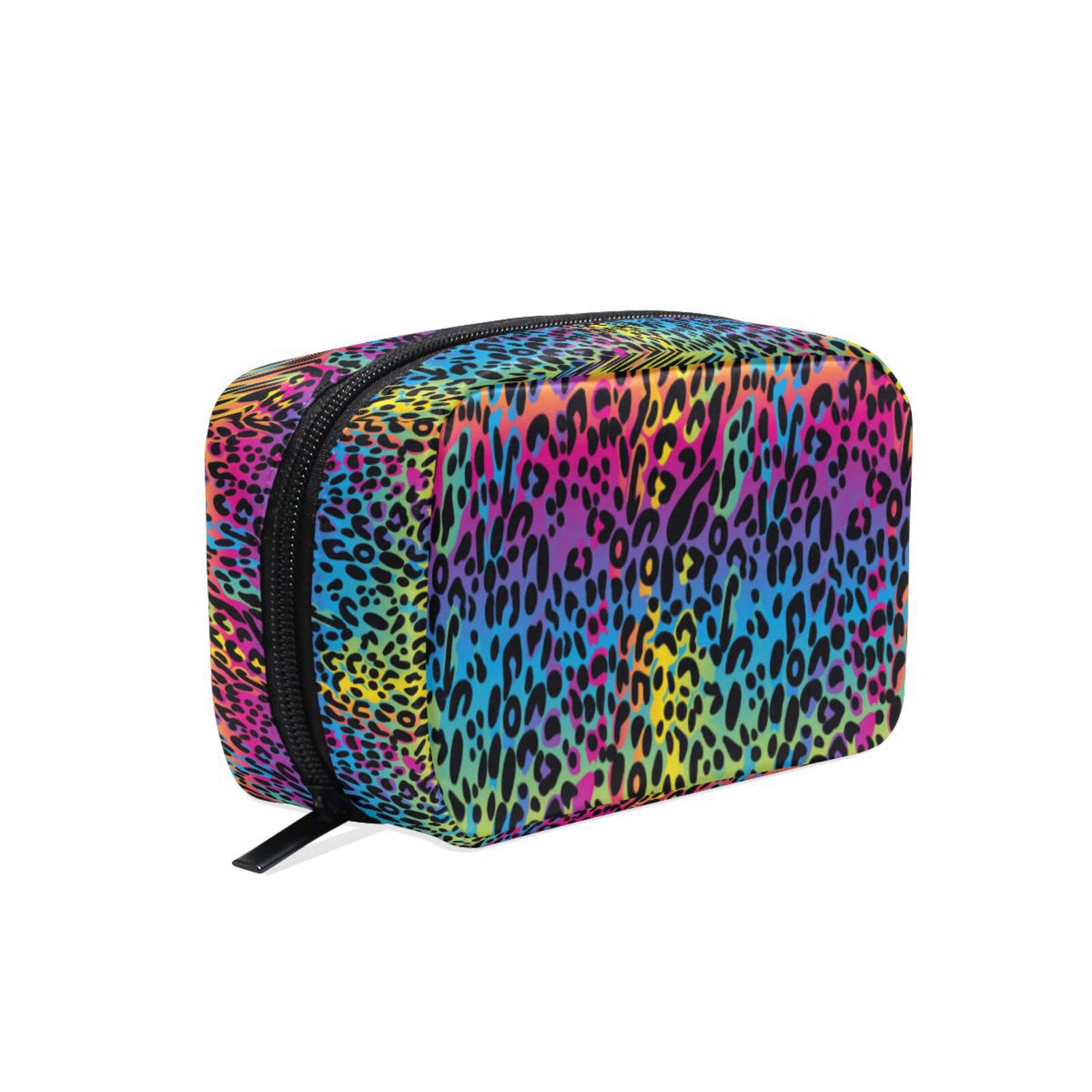 Rainbow Leopard Cosmetic Bag for Women - Travel Makeup Pouch, Gift for Girls (Perfect for Purse & Toiletry Organizer)