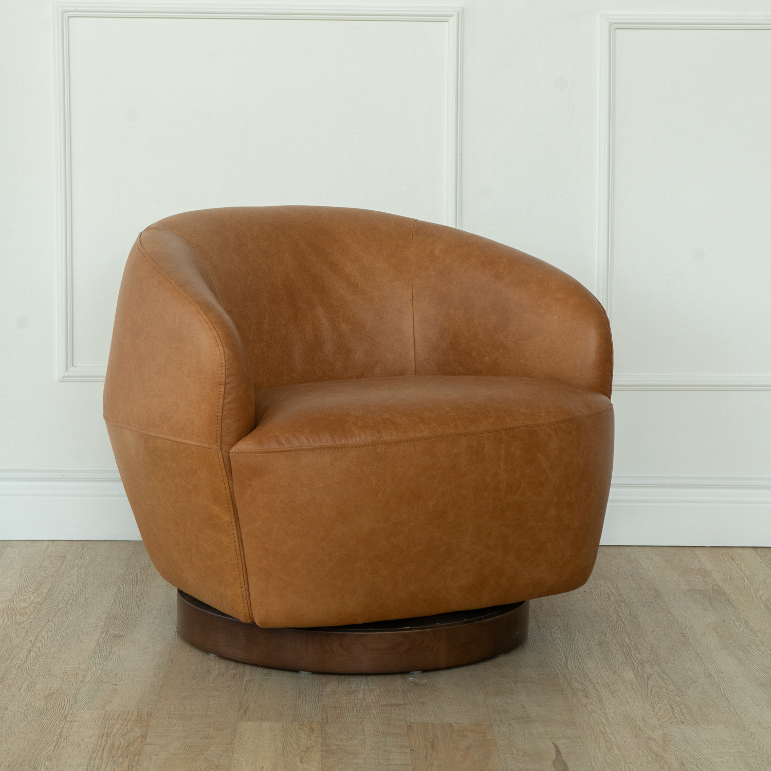 Modern Pod Leather Swivel Lounge Chair - 360° Rotating Recliner for Living Room, Bedroom & Office - Comfortable PU Leather Accent Chair with Ottoman