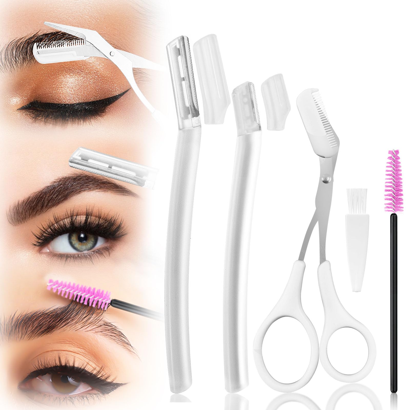 Professional Eyebrow Kit for Women & Men - Precision Trimming & Shaping Set with Eyebrow Scissors, Comb, Razor, Spoolie & Cleaning Brush | Perfect for Home Grooming, Salon Use & Travel Essentials