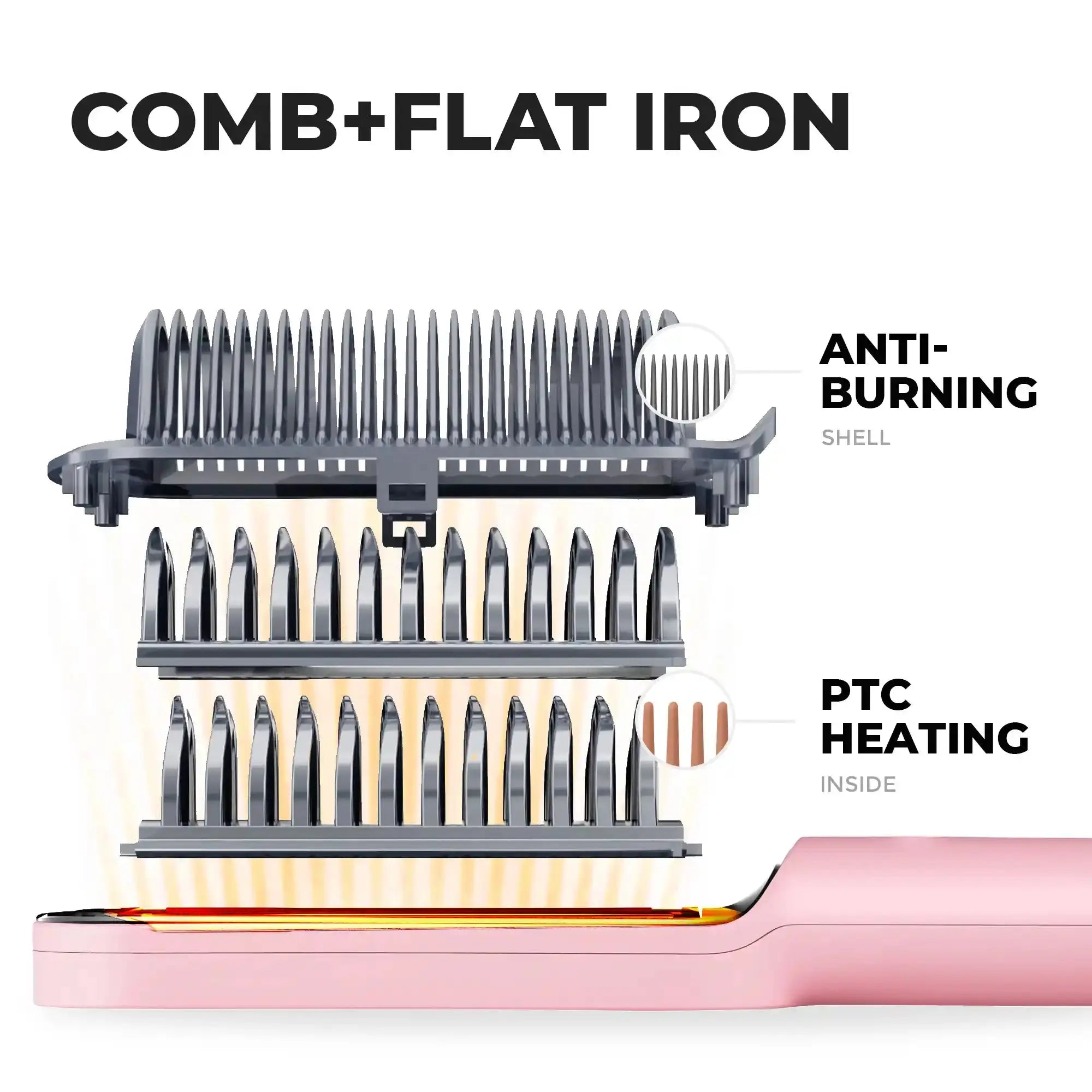 TYMO Pink Hair Styling Hot Air Brush - Volumizing & Straightening for Smooth, Shiny Hair | Perfect for Home & Salon Use