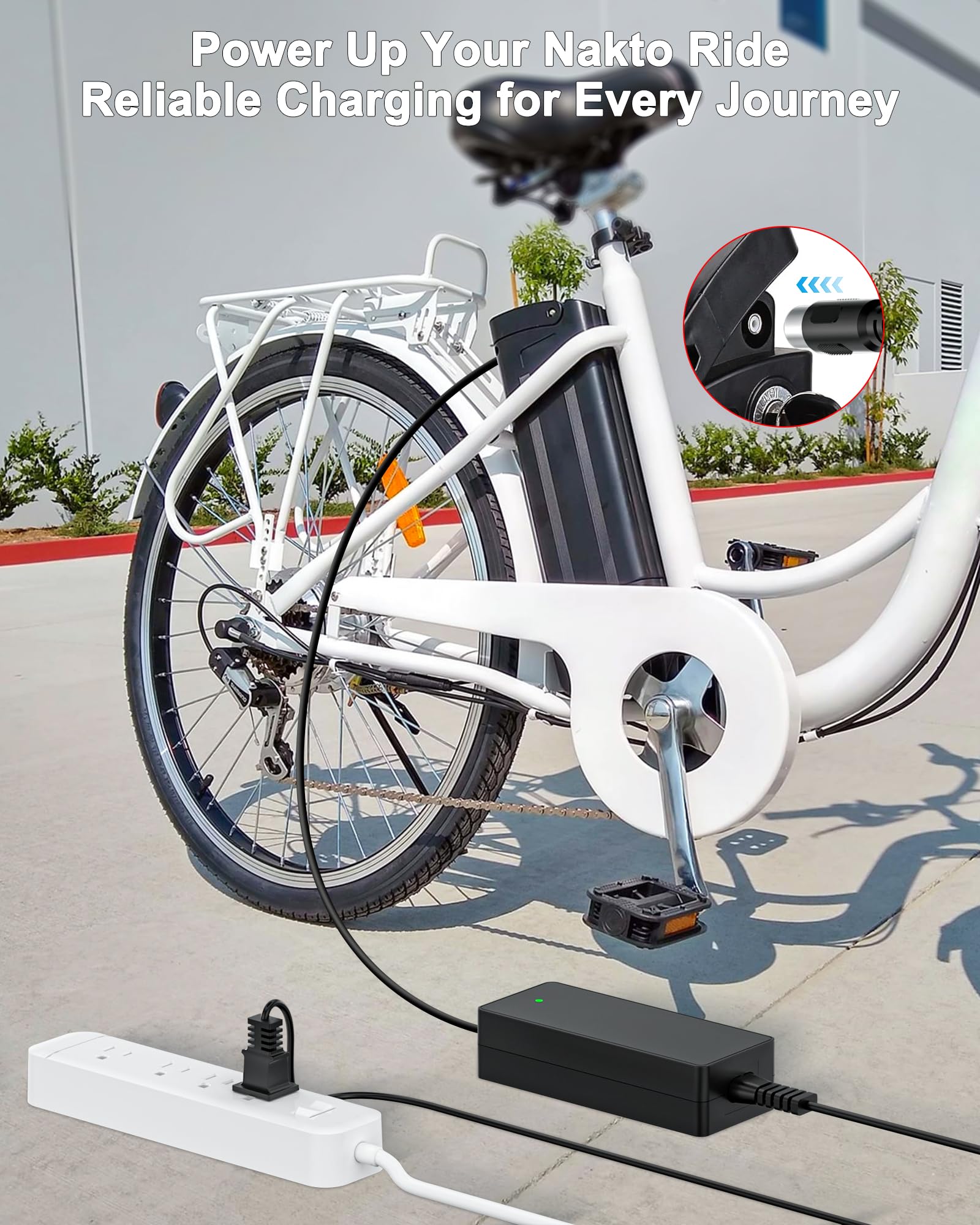 42V Nakto Electric Bike Charger with RCA Plug - Compatible with 36V Nakto Camel, Fashion, Elegance, Pony, Mini Cruiser eBike & Glion Dolly Scooter - Fast Charging for Commuting & Outdoor Adventures