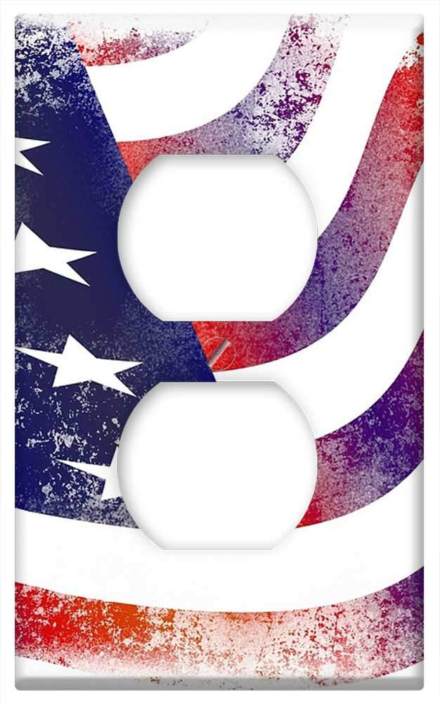 USA Flag Switch Plate Outlet Cover - Decorative Wall Plate for Home & Office - Perfect for Patriotic Decor, Bedroom, Living Room, and Commercial Spaces