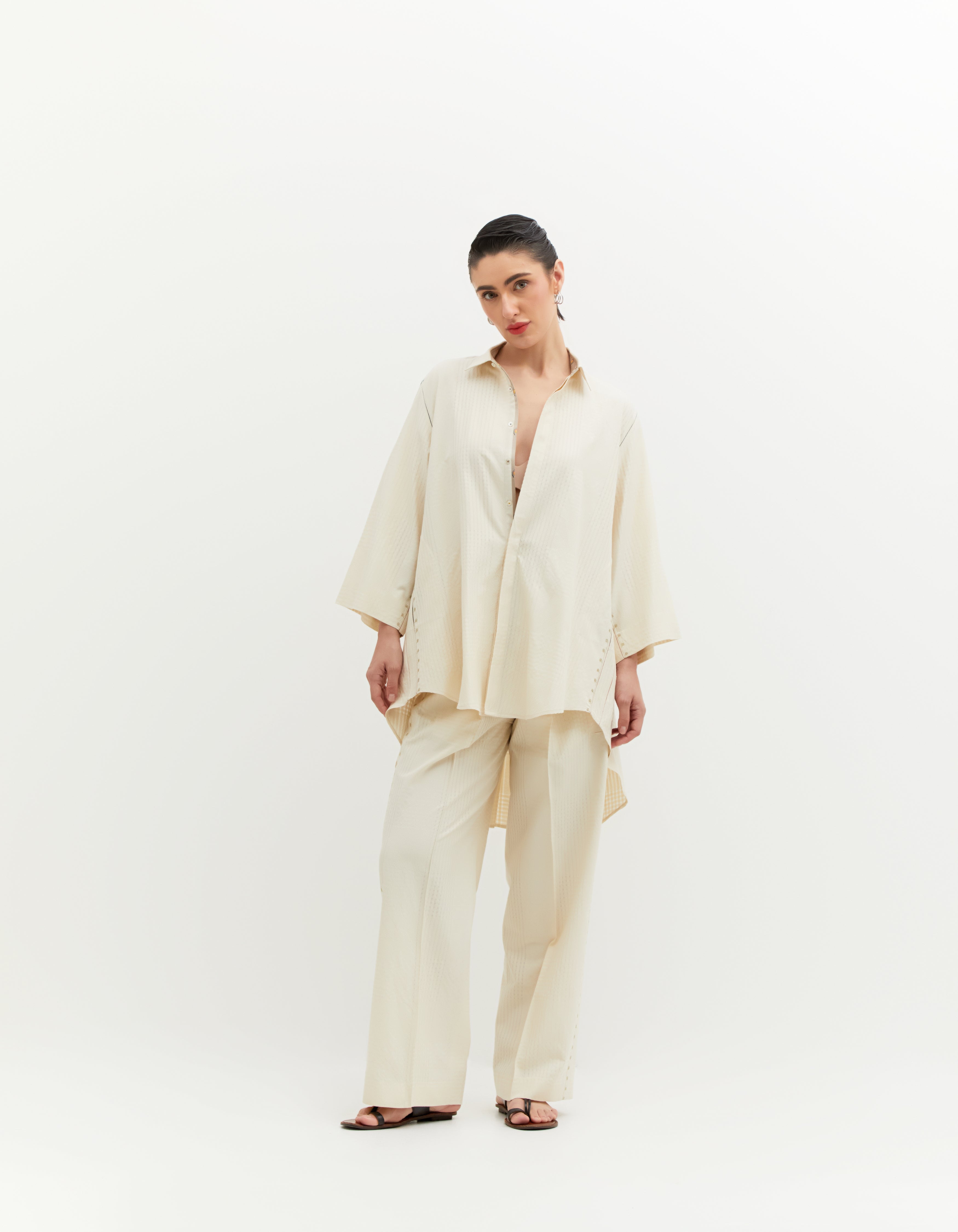 SD Chandrika Women's Cotton Silk Checkered Trousers - White | Comfortable & Stylish Pants for Office, Casual Wear & Travel