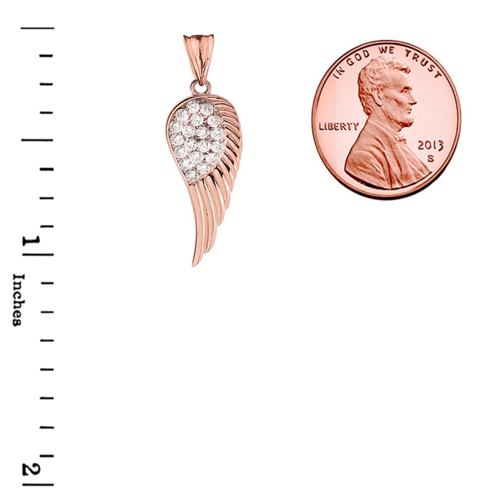 10k Rose Gold Diamond Angel Wing Pendant Necklace for Women - Elegant Jewelry Gift for Birthday, Anniversary & Valentine's Day - Perfect for Everyday Wear & Special Occasions