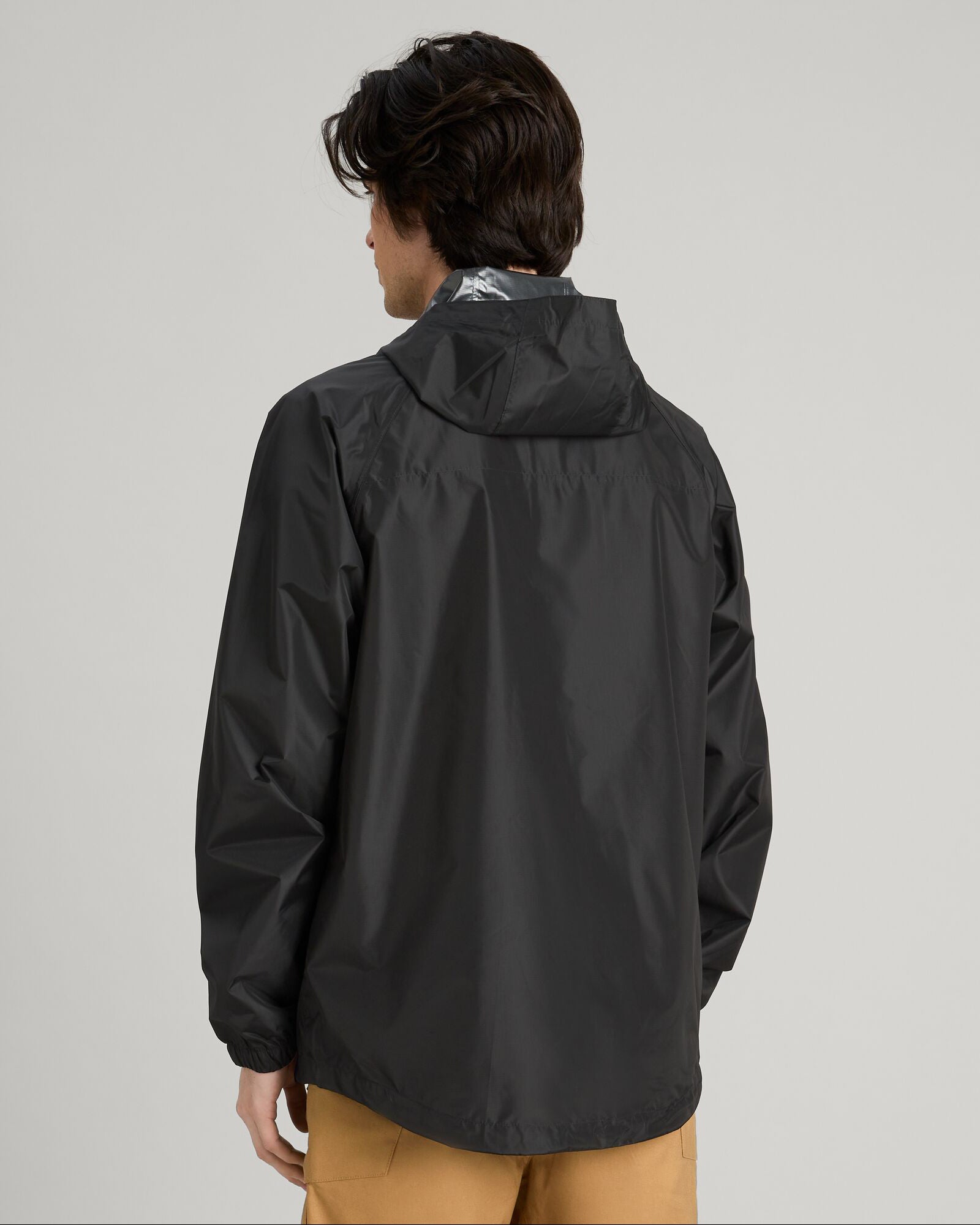 Men's 2-Layer Waterproof Rain Jacket with Pockets - Black | Outdoor Hiking, Camping & Travel Gear