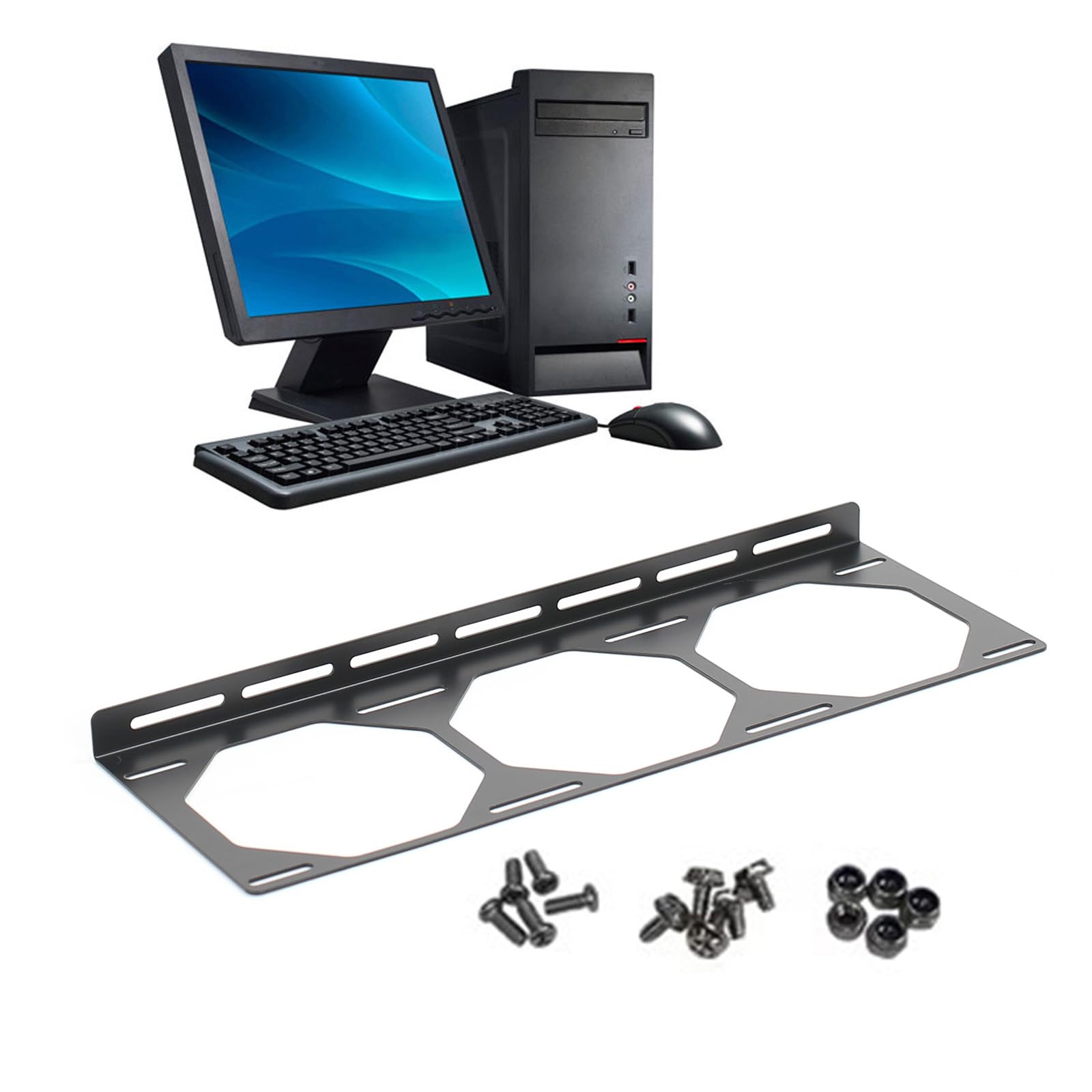 Oadnijuie Universal Radiator Bracket Fan Mount - Heavy Duty Galvanized Steel External Mounting Bracket for 12cm/24cm/36cm Computer Case Fans | Perfect for PC Builds, Gaming Rigs & Workstation Cooling Systems