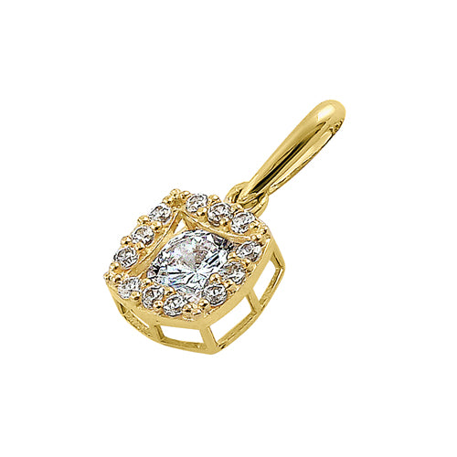 14K Solid Yellow Gold Round Halo CZ Pendant Necklace for Women - Elegant Cubic Zirconia Jewelry Gift for Birthday, Anniversary & Special Occasions