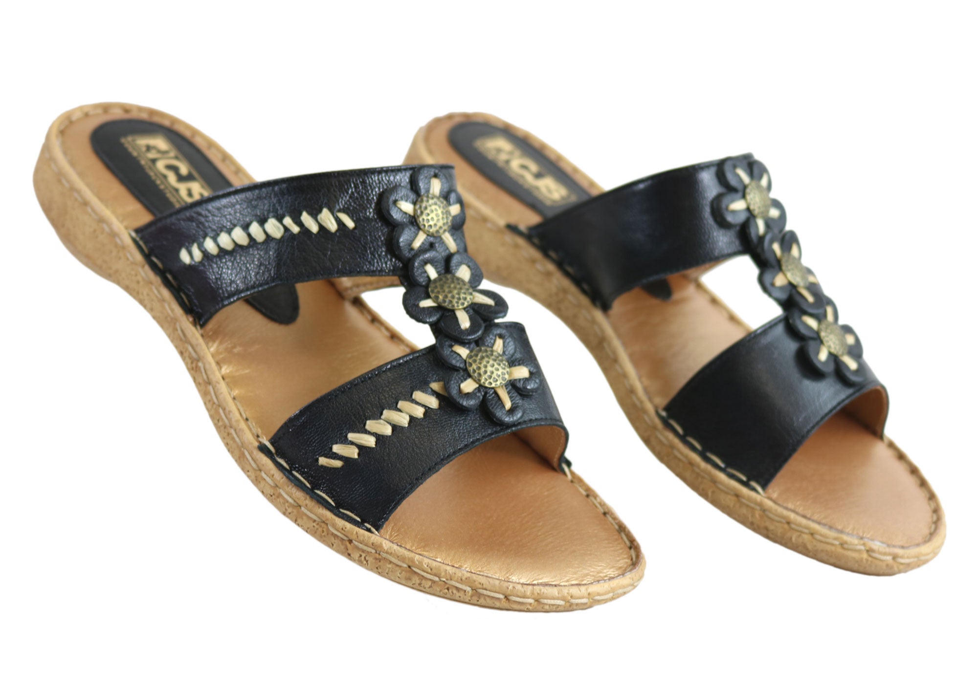Country Jacks C391 Women's Comfort Sandals - Italian Made Leather Summer Sandals for Walking, Travel & Beach Vacations